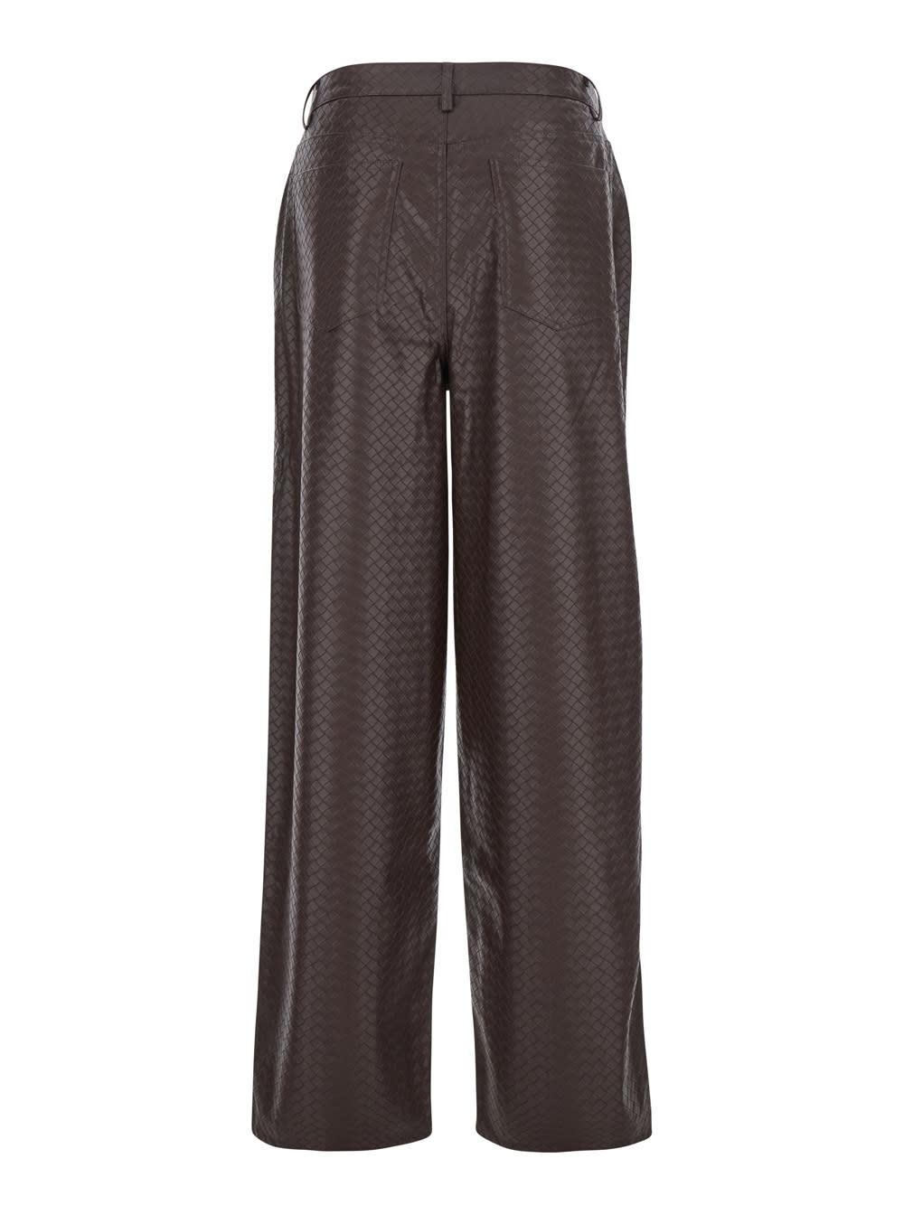 Rotate Birger Christensen Brown Pants With Wide Leg And Woven Texture In Tech Fabric Woman In Brown