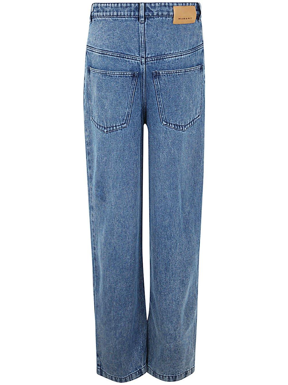 Shop Isabel Marant Keren Mid-rise Wide-leg Jeans In Blue