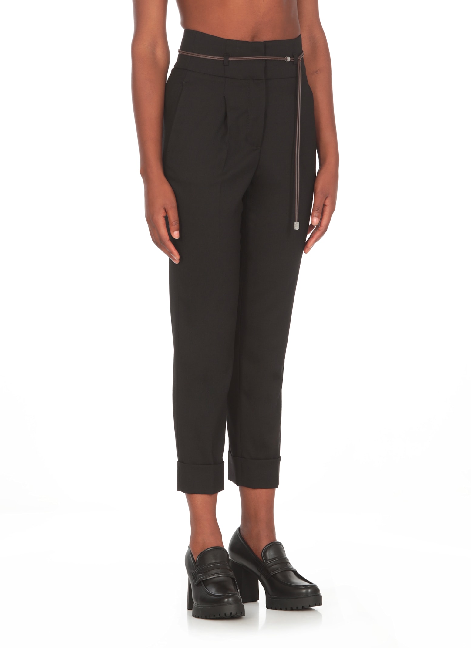 Shop Peserico Wool Pants In Black