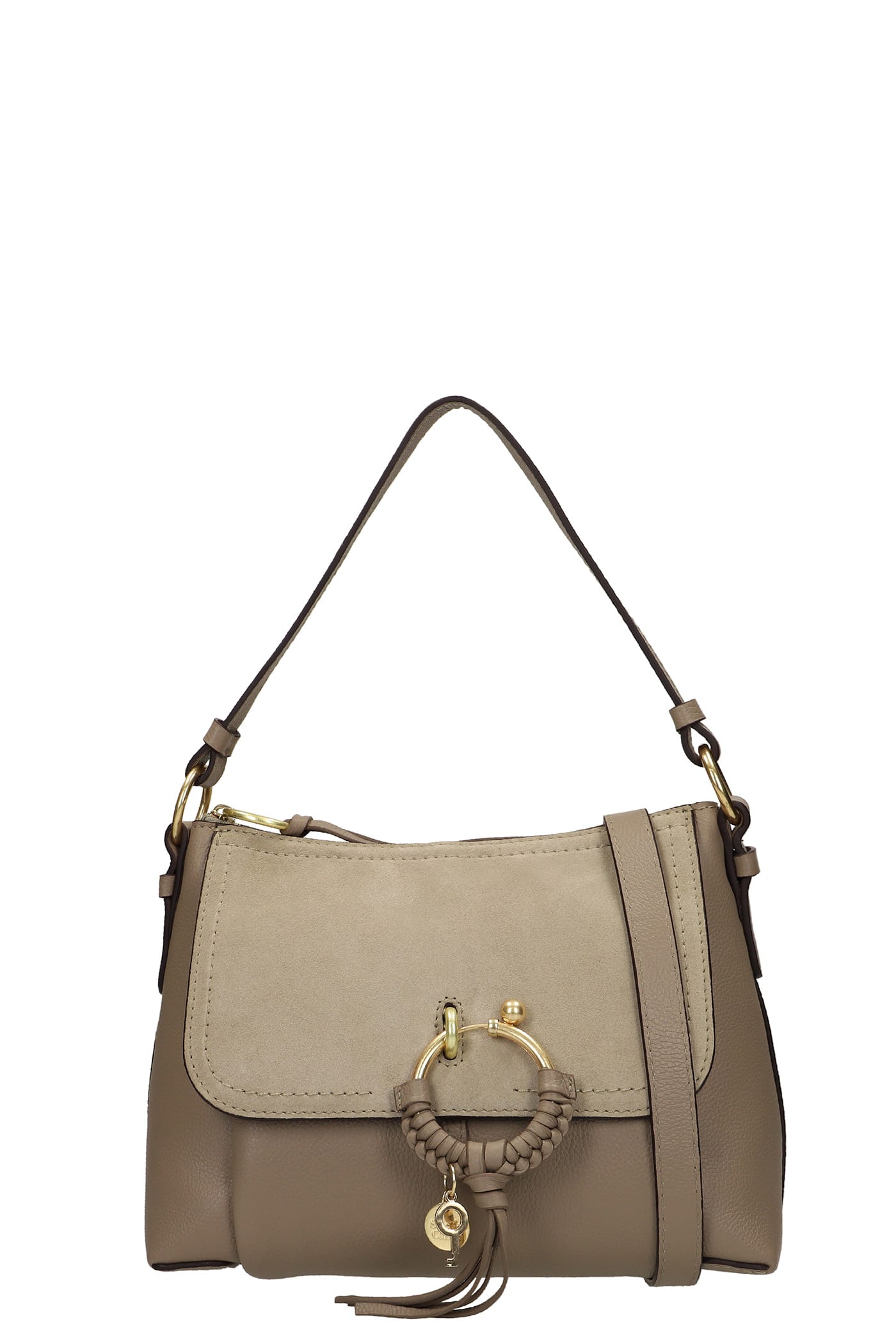 See by Chloé Joan Shoulder Bag In Grey Suede And Leather