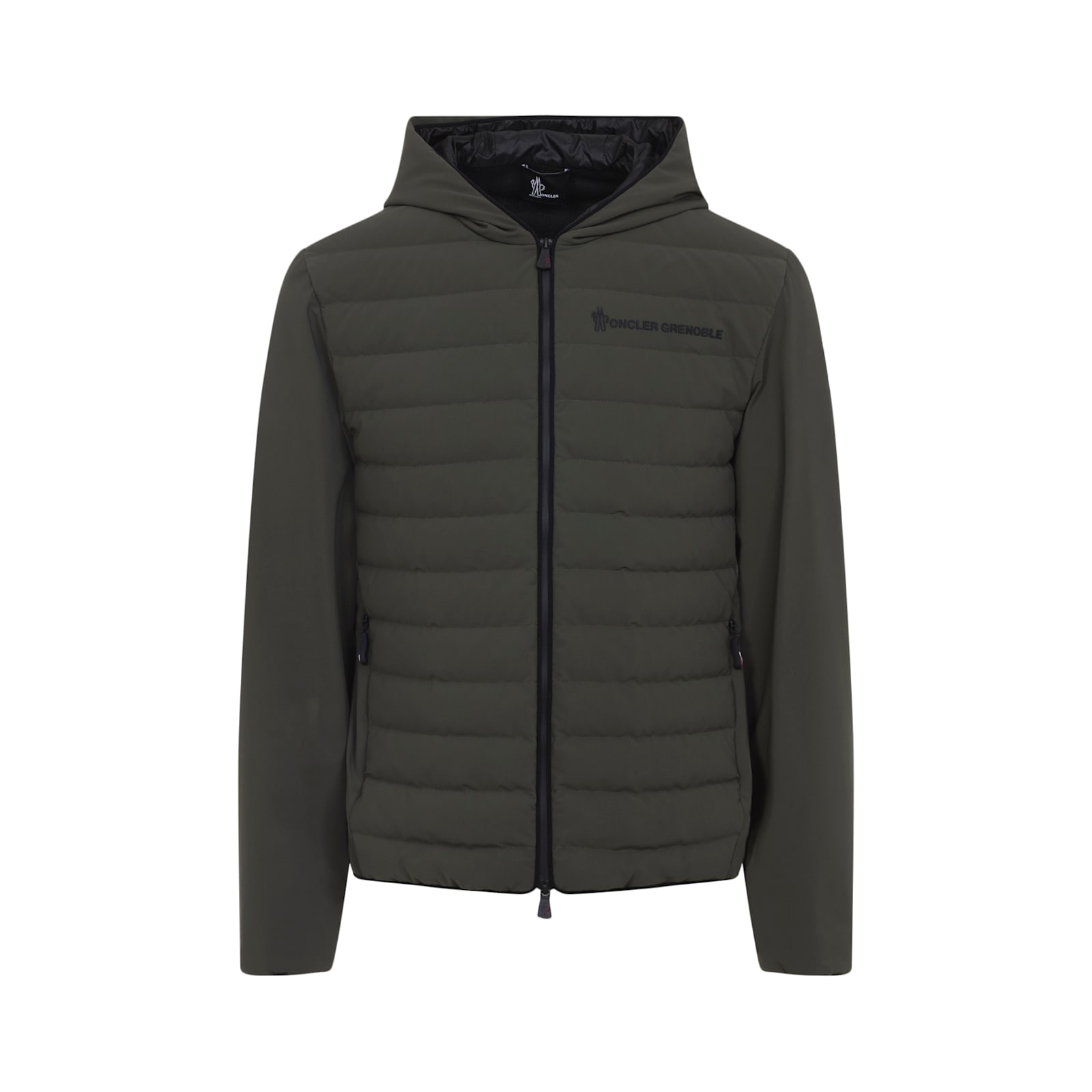 Moncler Hooded Quilted Cardigan Side Pockets In Black