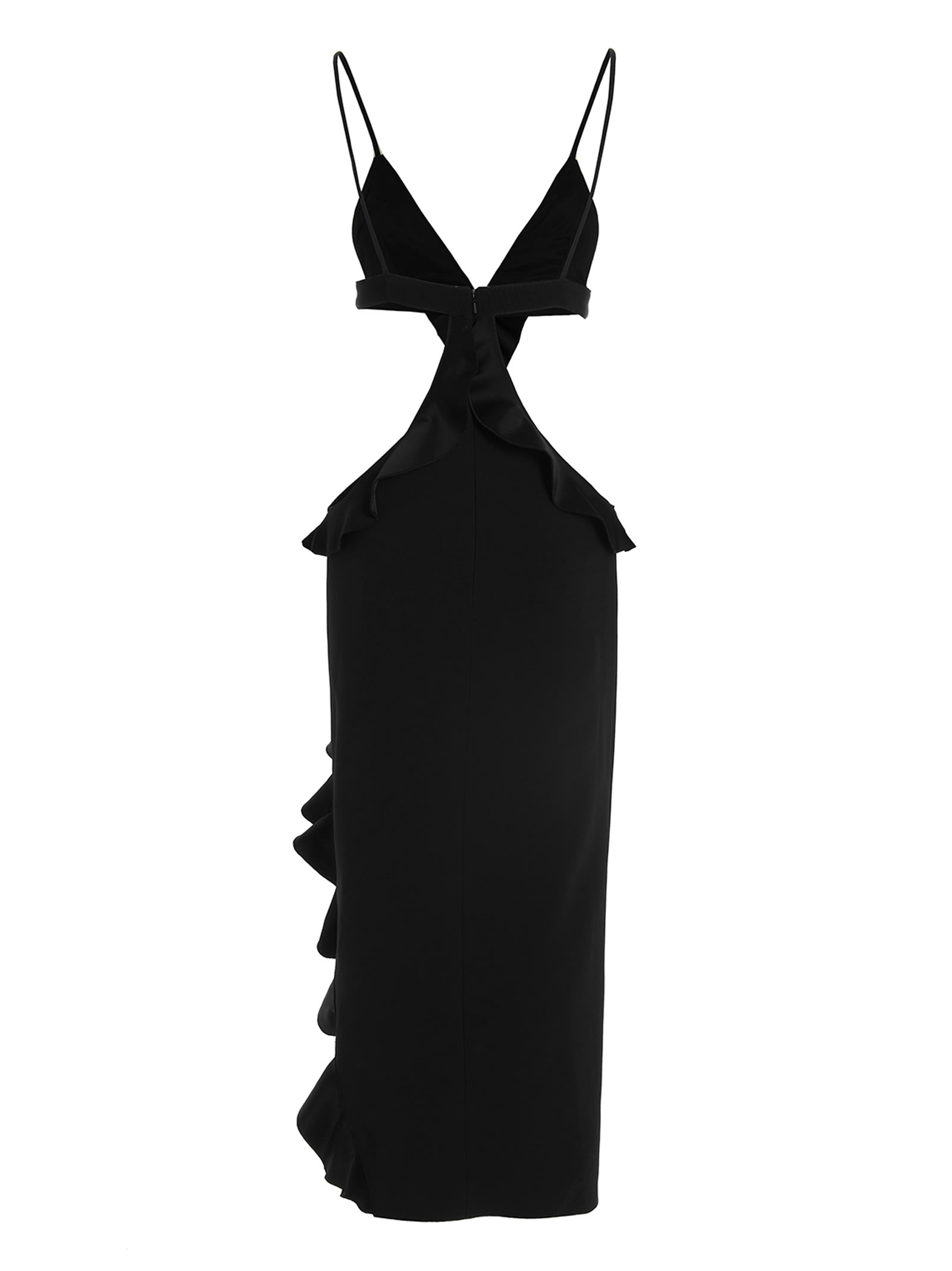Shop David Koma Crossbody & Open Leg Ruffle Dress In Black