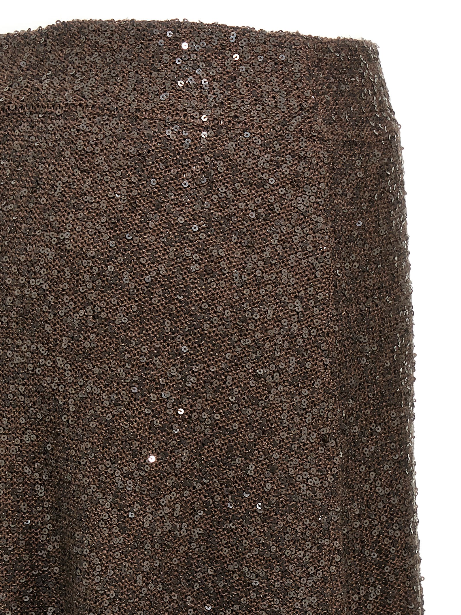 Brunello Cucinelli Texture Dazzling Midi Skirt With Sequined Finish In Brown