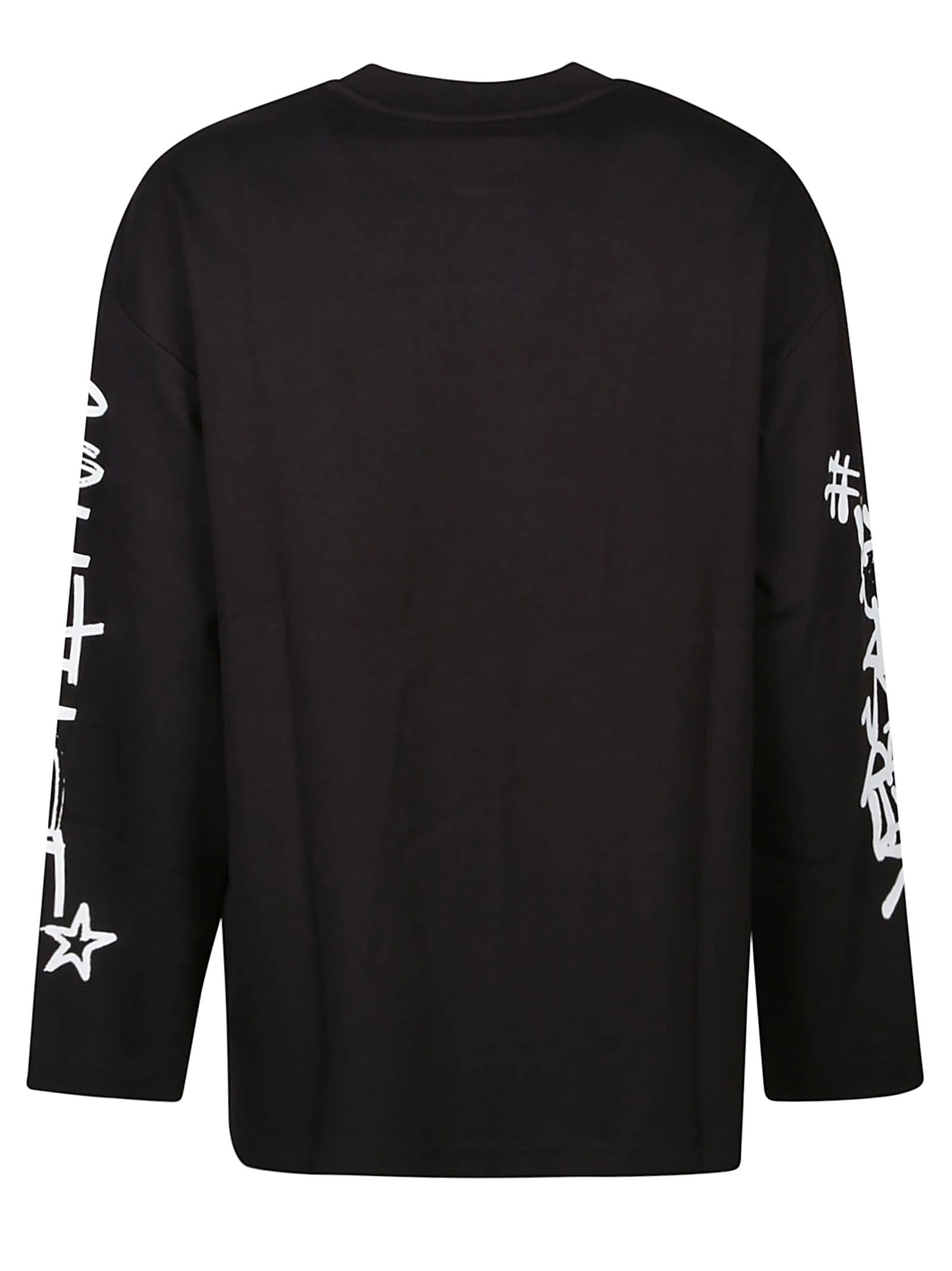 Shop Versace Jeans Couture Logo Dripping Long Sleeve T-shirt In Black