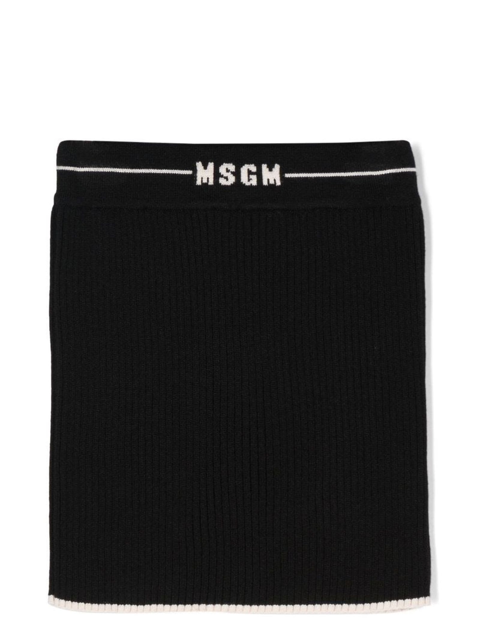 MSGM Black Viscose Skirt