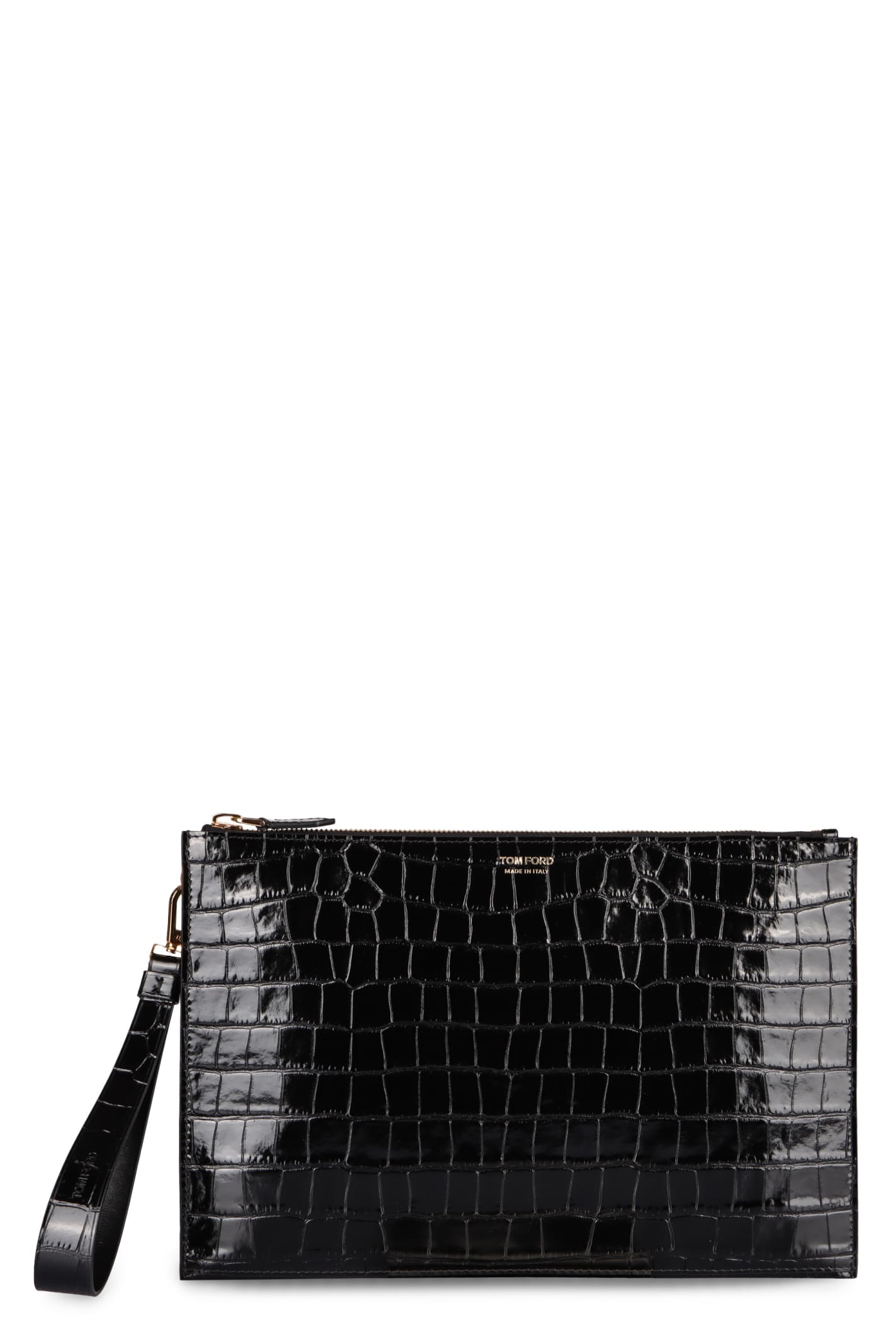 Shop Tom Ford Leather Clutch In Black