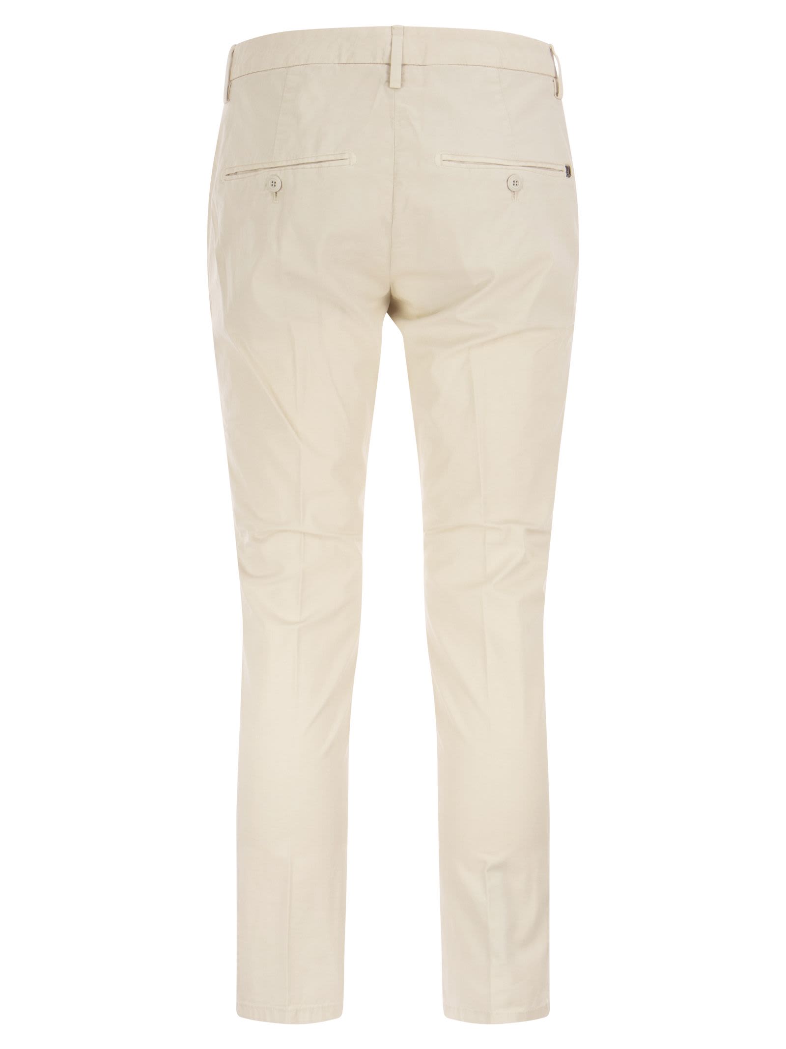 Shop Dondup Alfredo - Slim-fit Cotton Trousers In Light Beige