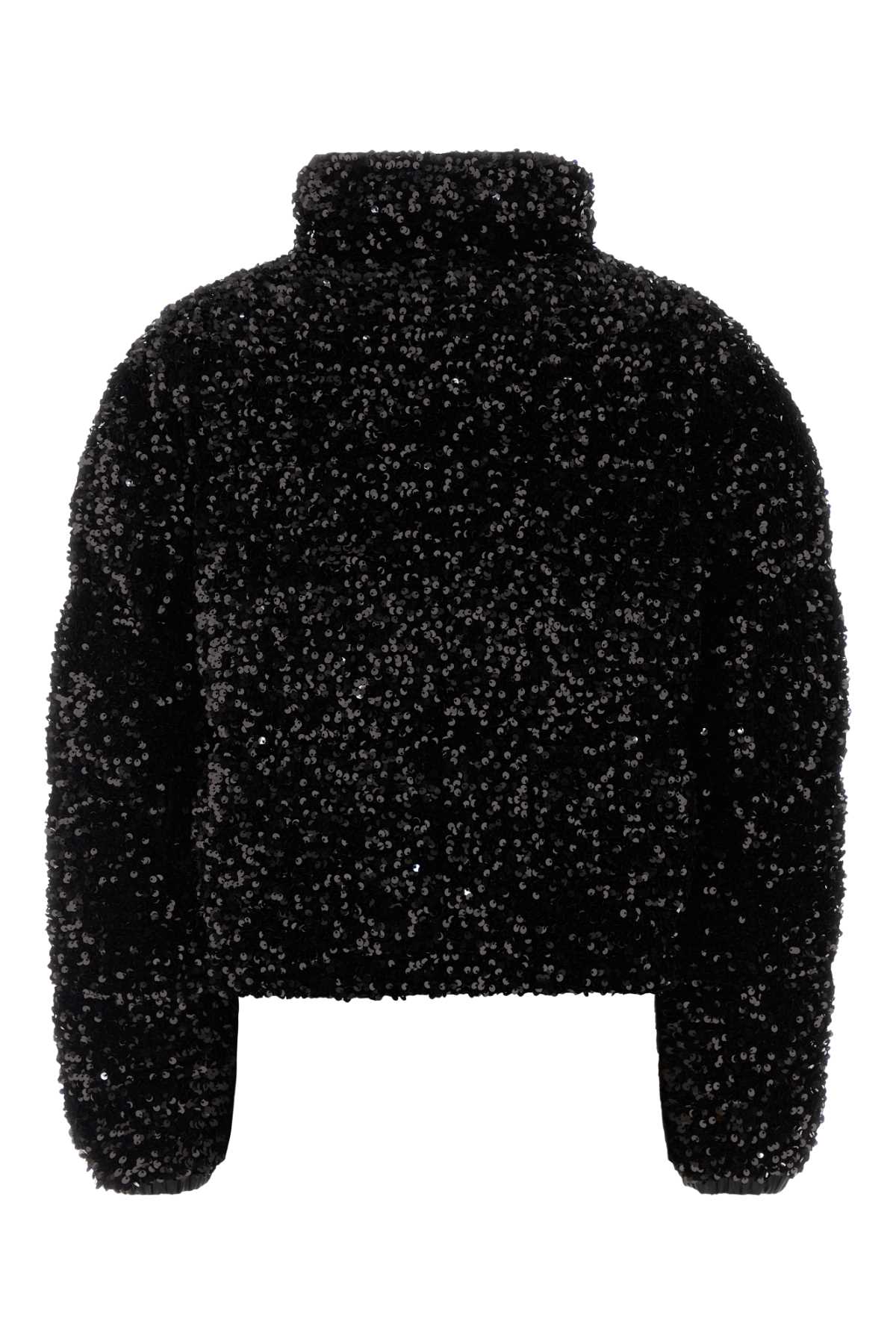 Moncler Textured Cropped Down Jacket With High Collar In Black