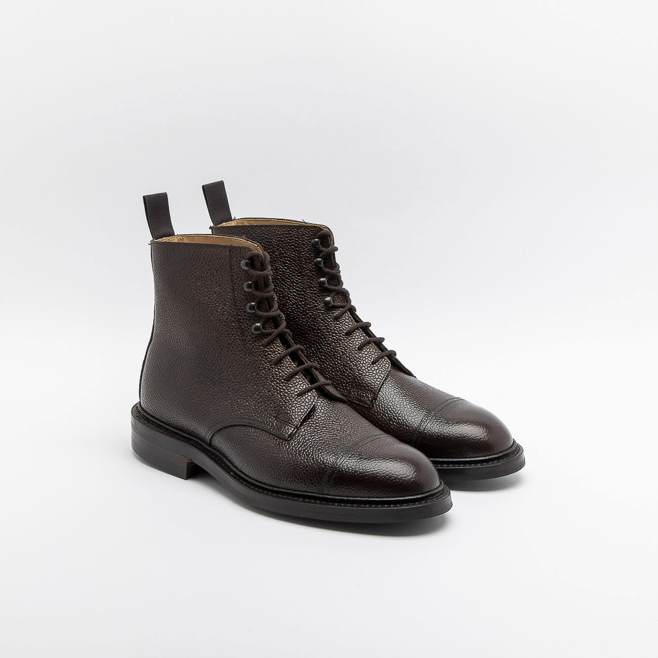 Shop Crockett &amp; Jones Dark Brown Scotch Grain Calf Derby Boot In Marrone