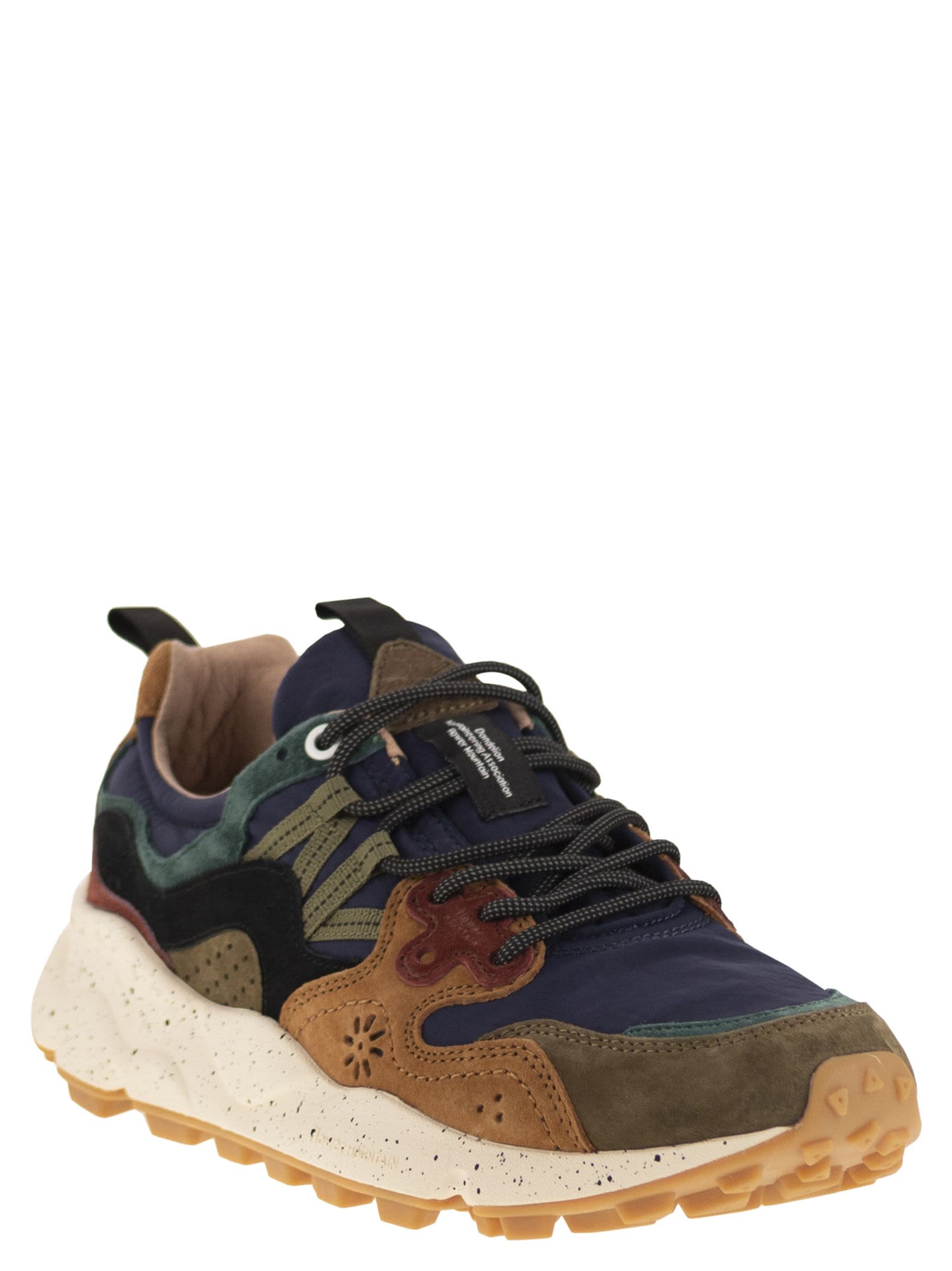 Flower Mountain Yamano 3 - Sneakers In Suede And Technical Fabric In Multi
