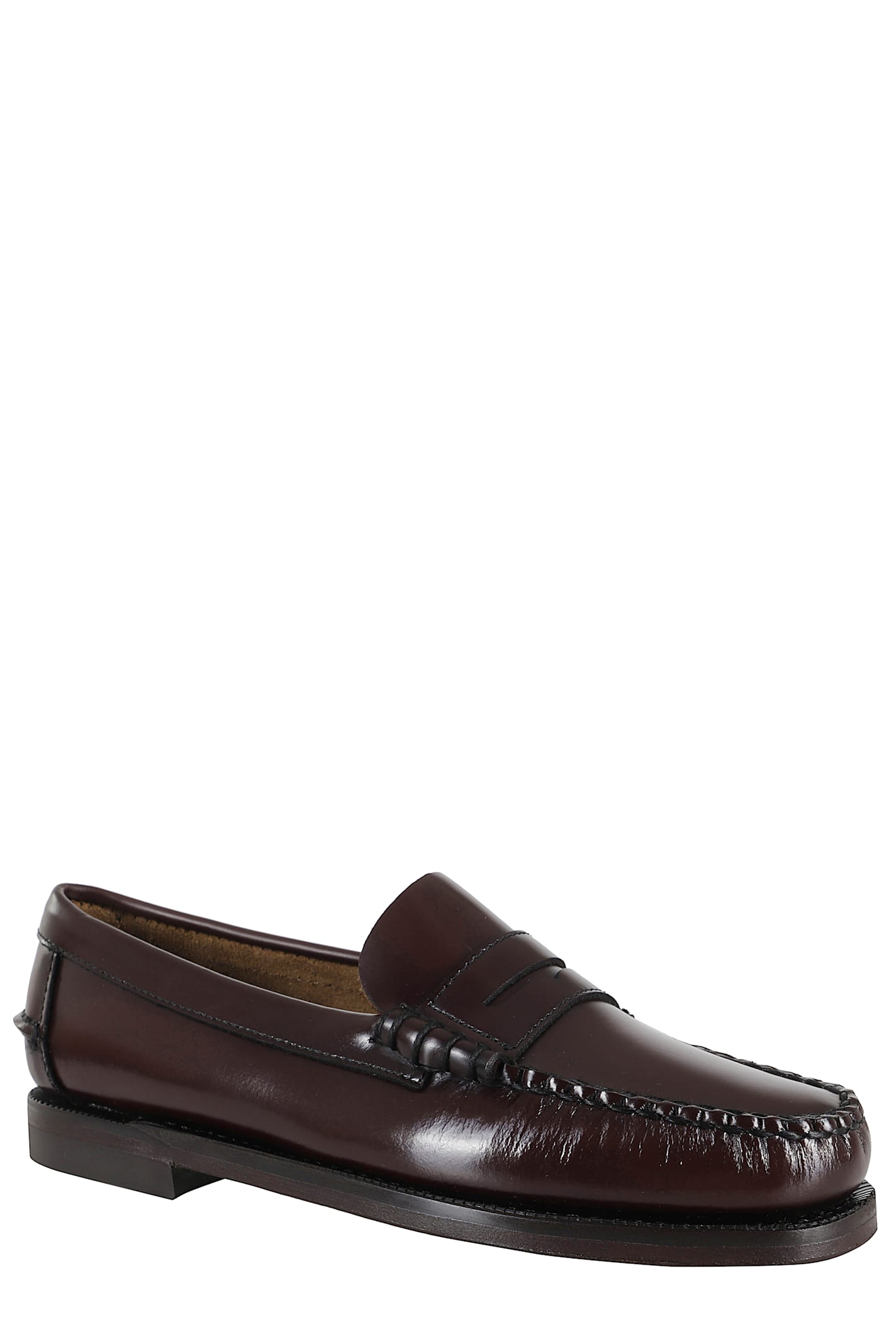 Sebago Classic Dan Brushed Full-grain Leather Loafers In Burgundy