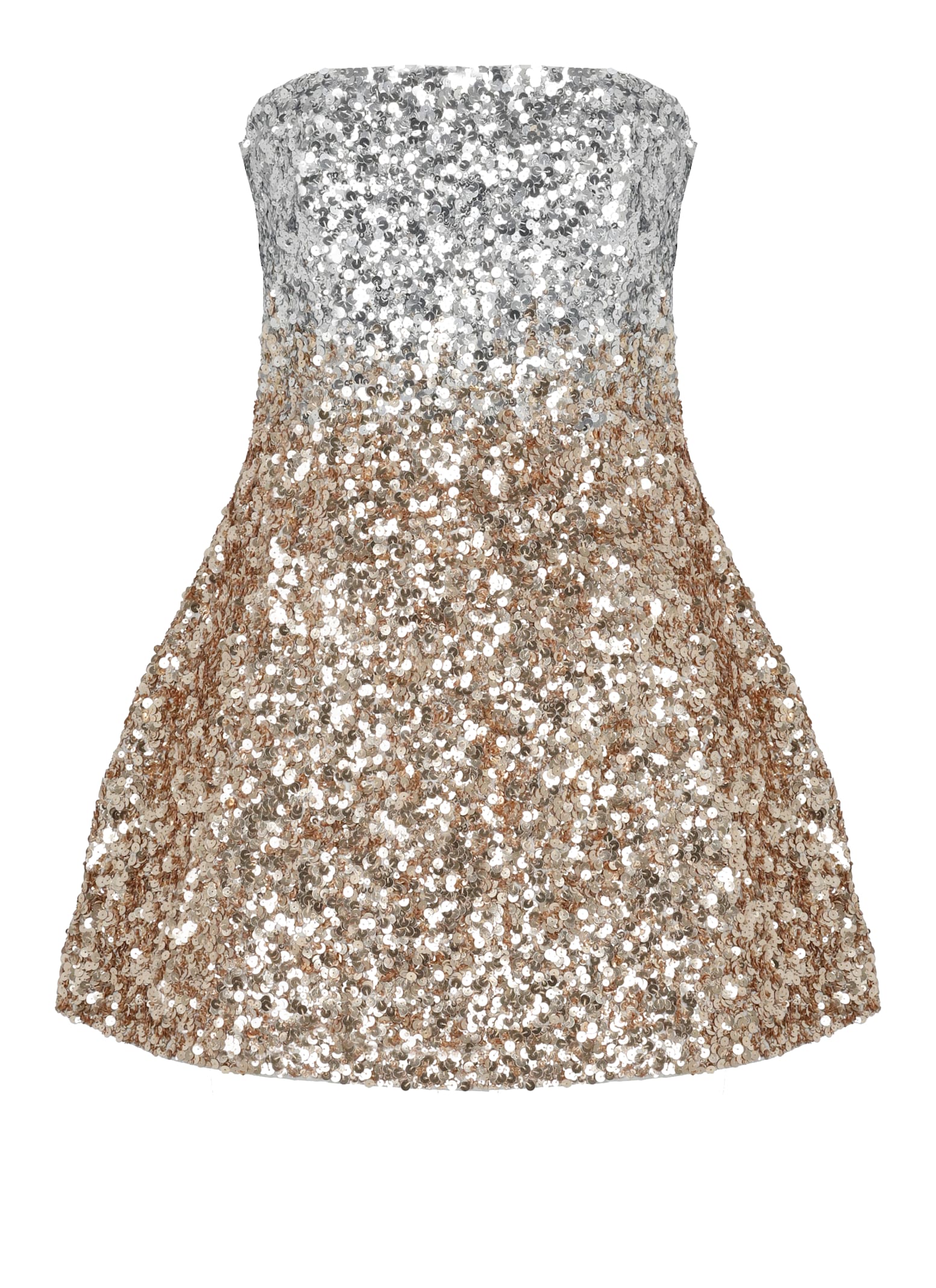 Retroféte Retrofete Retrofete Gold Dress With Sequined Detailing In Silver