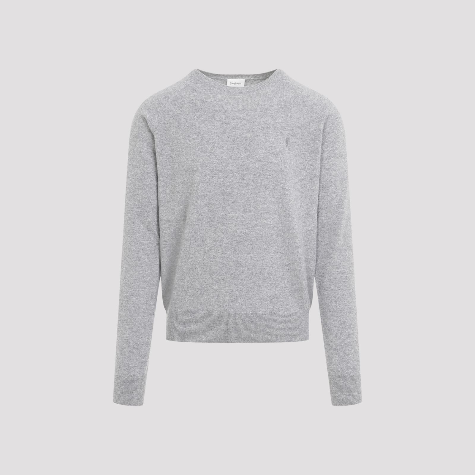 Shop Saint Laurent Cashmere Sweater In Gris Chine