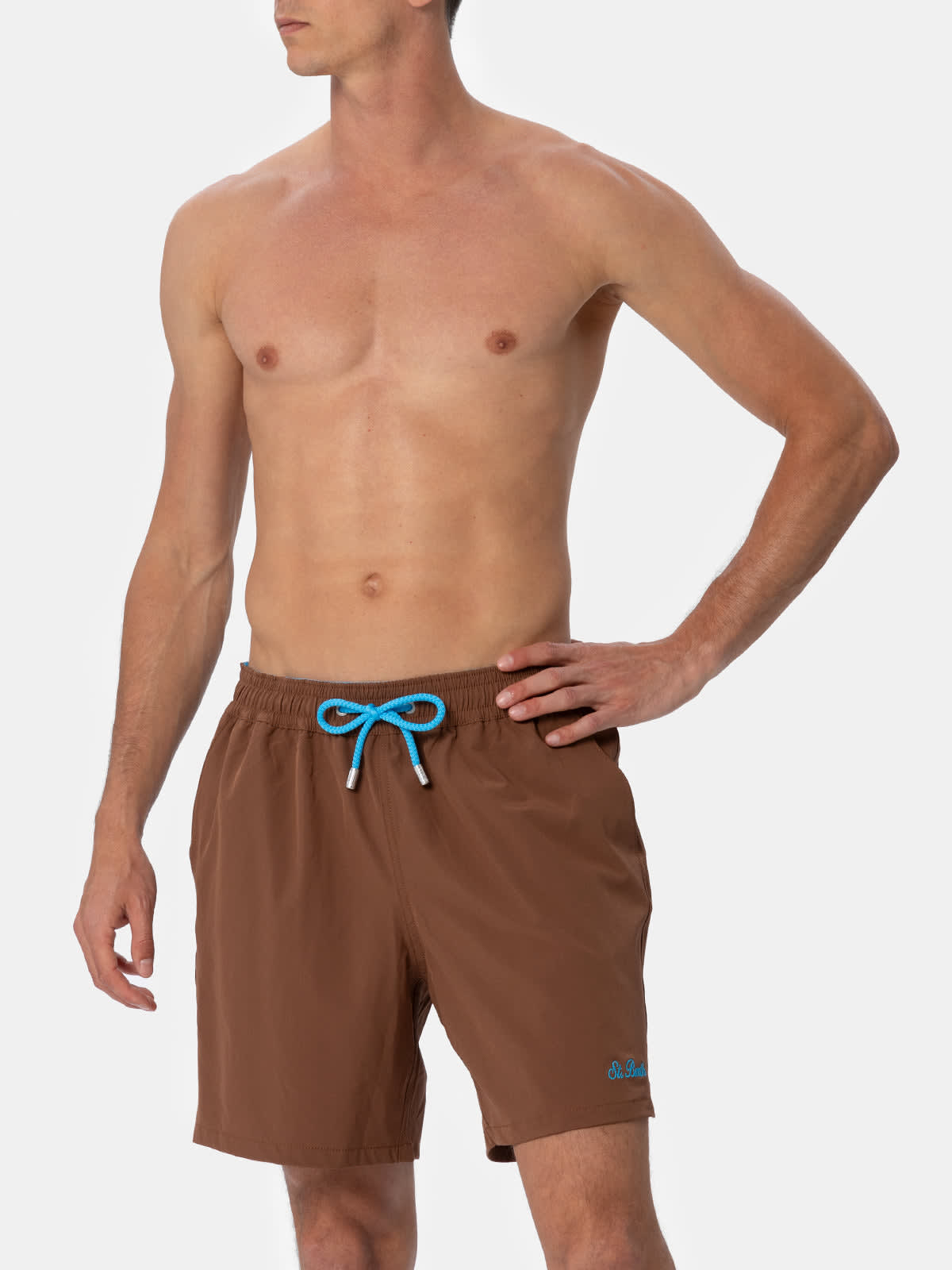 Shop Mc2 Saint Barth Man Brown Comfort Swim Shorts