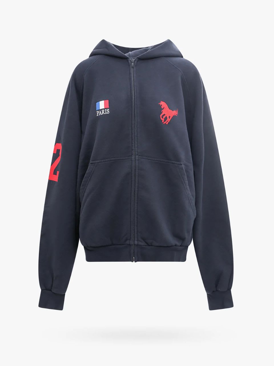 Balenciaga Zip-up Hoodie In Dark Navy