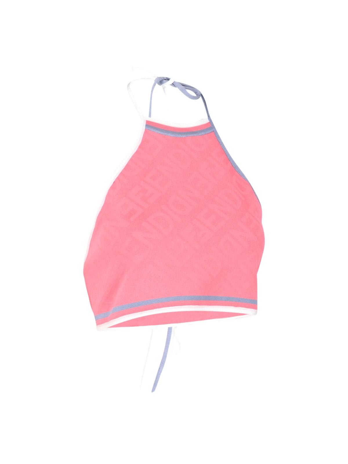 Fendi Dark Pink Viscose Blend Crop Top In Pink