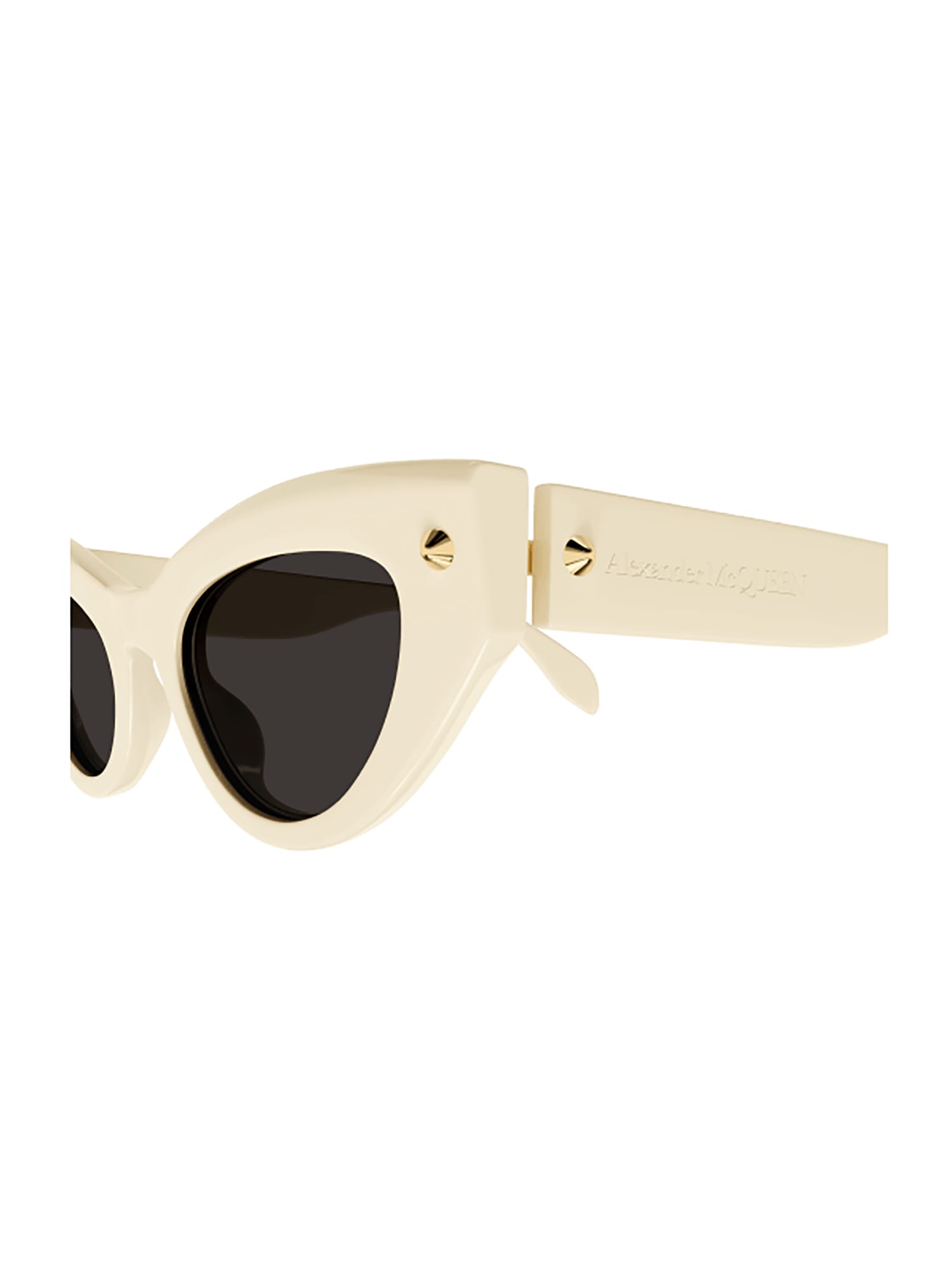 Shop Alexander Mcqueen Am0407s Sunglasses In Ivory Ivory Grey