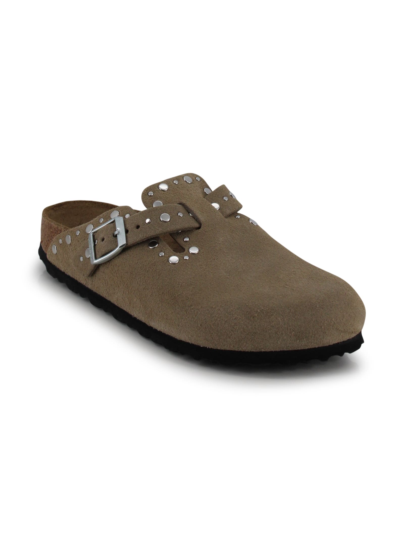 Birkenstock Boston Rivets In Suede In Neutral