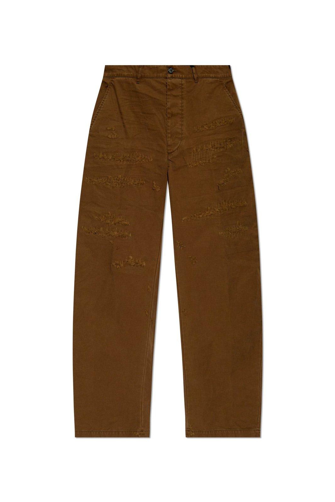 Shop Dsquared2 Distressed Straight-leg Pants In Military Green