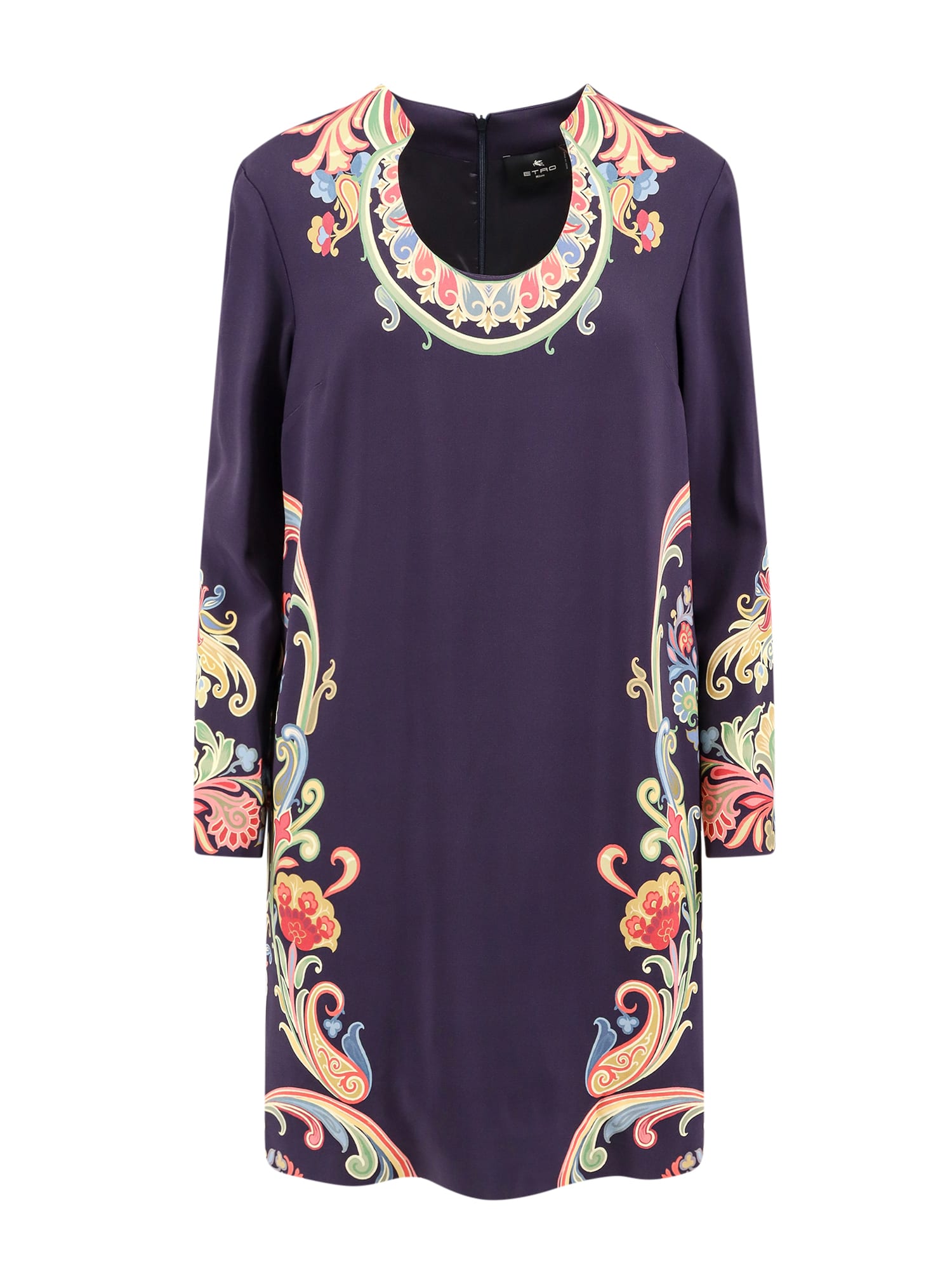 Etro Women Viscose Dress With Iconic Multicolor Print In Blue