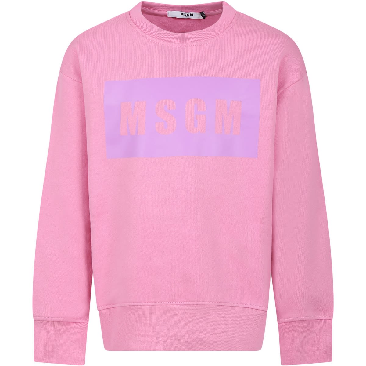 Msgm Logo-stamp Cotton Sweatshirt In Pink
