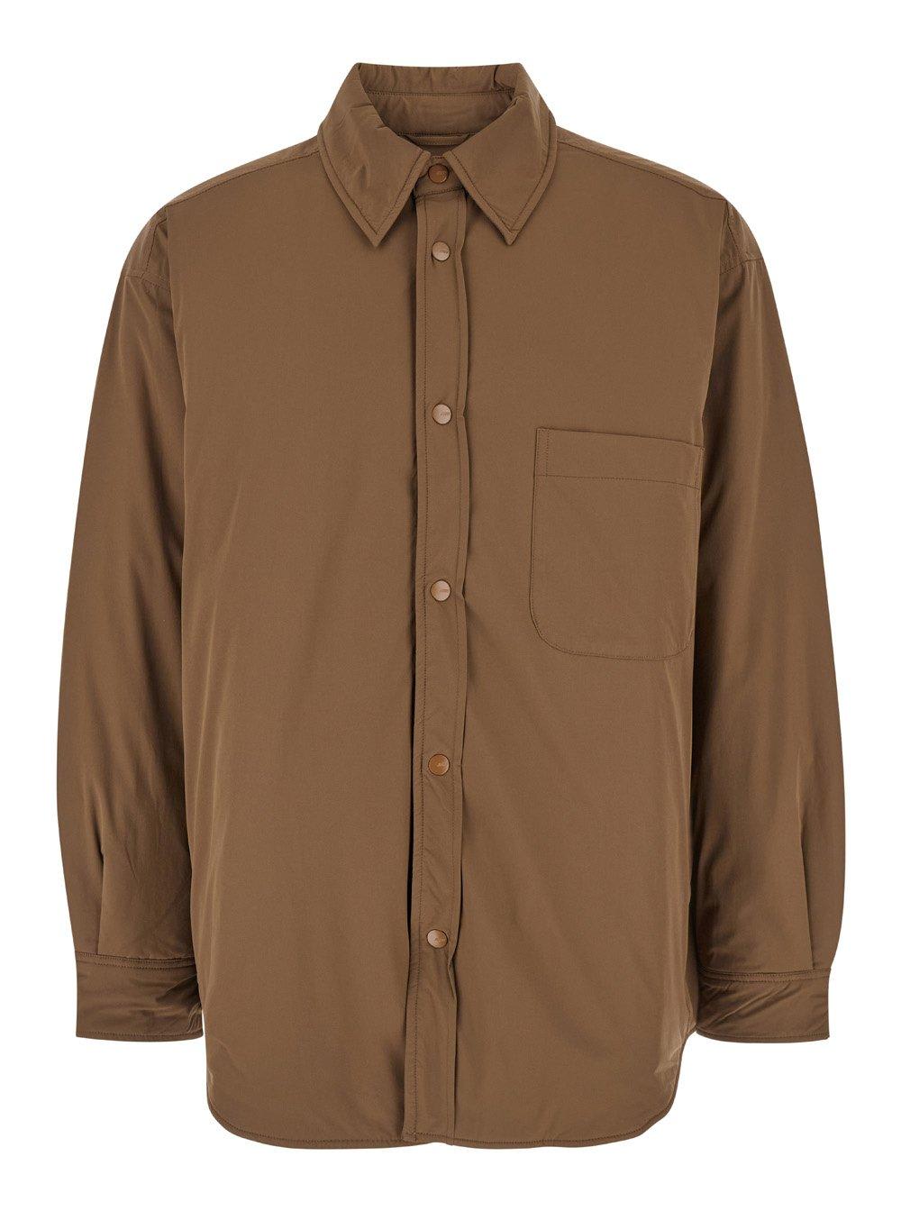 Shop Autry Unisex Shirt Jacket In Padded Choco