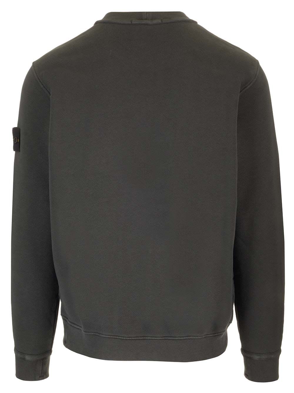 Shop Stone Island Sweatshirt Made Of Organic Cotton Fleece In Grey