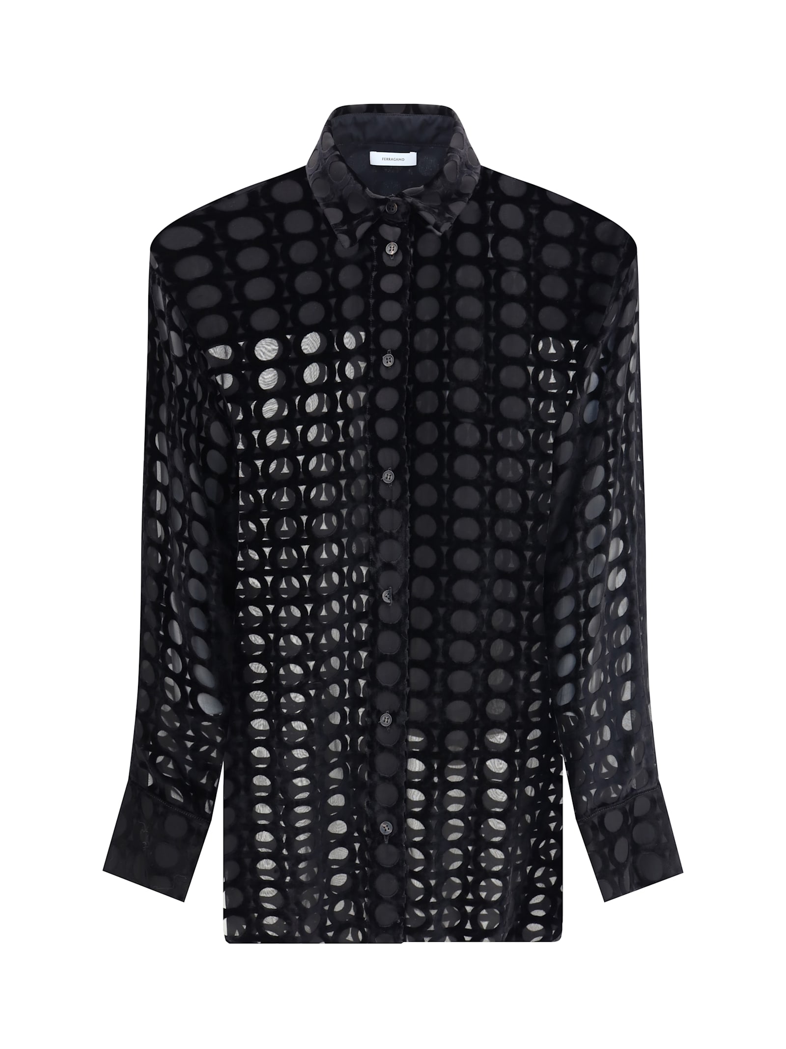 Ferragamo Velvet Devoré Shirt In Black