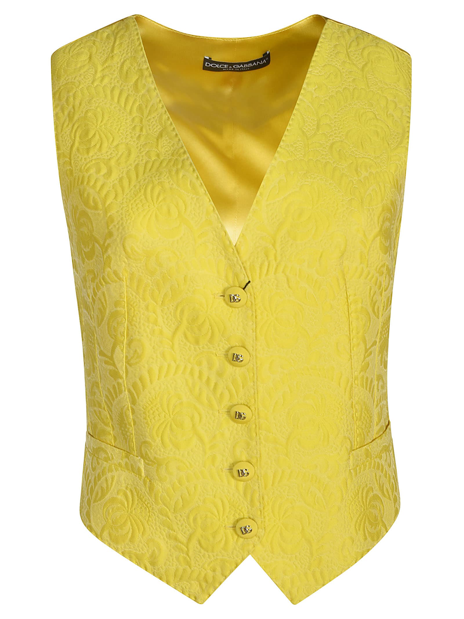 Dolce & Gabbana V-neck Vest In Yellow