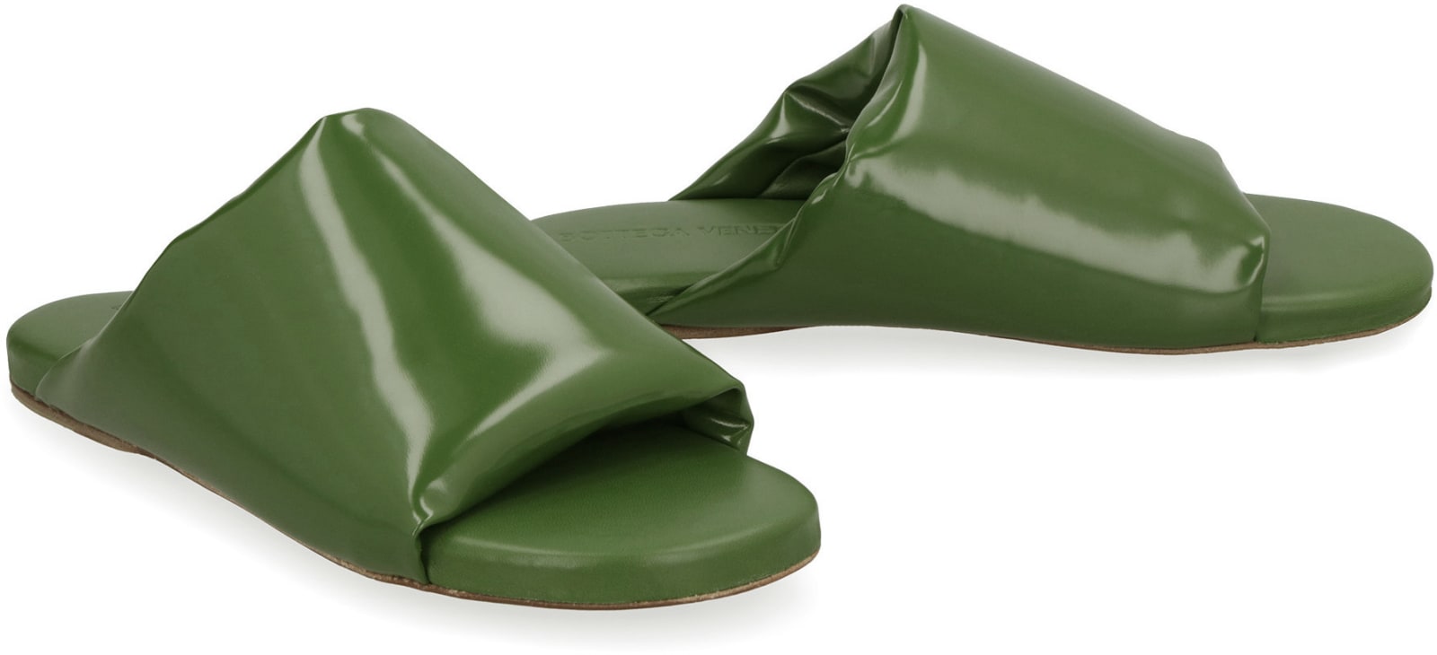 Shop Bottega Veneta Cushion Leather Sandals In Green