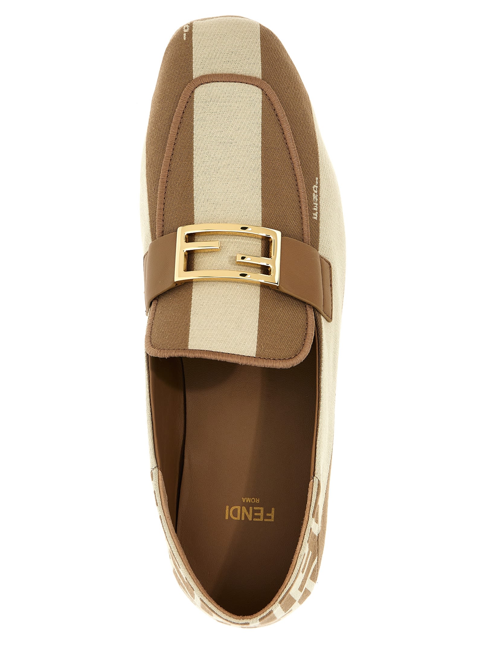 Shop Fendi Baguette Loafers In Beige