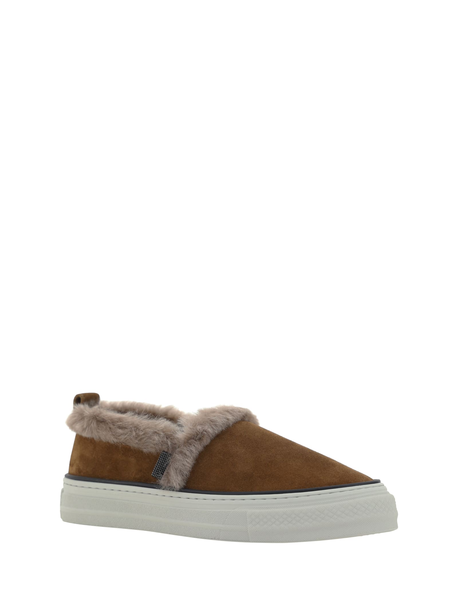 Shop Brunello Cucinelli Slip-on Sneakers In Tabacco