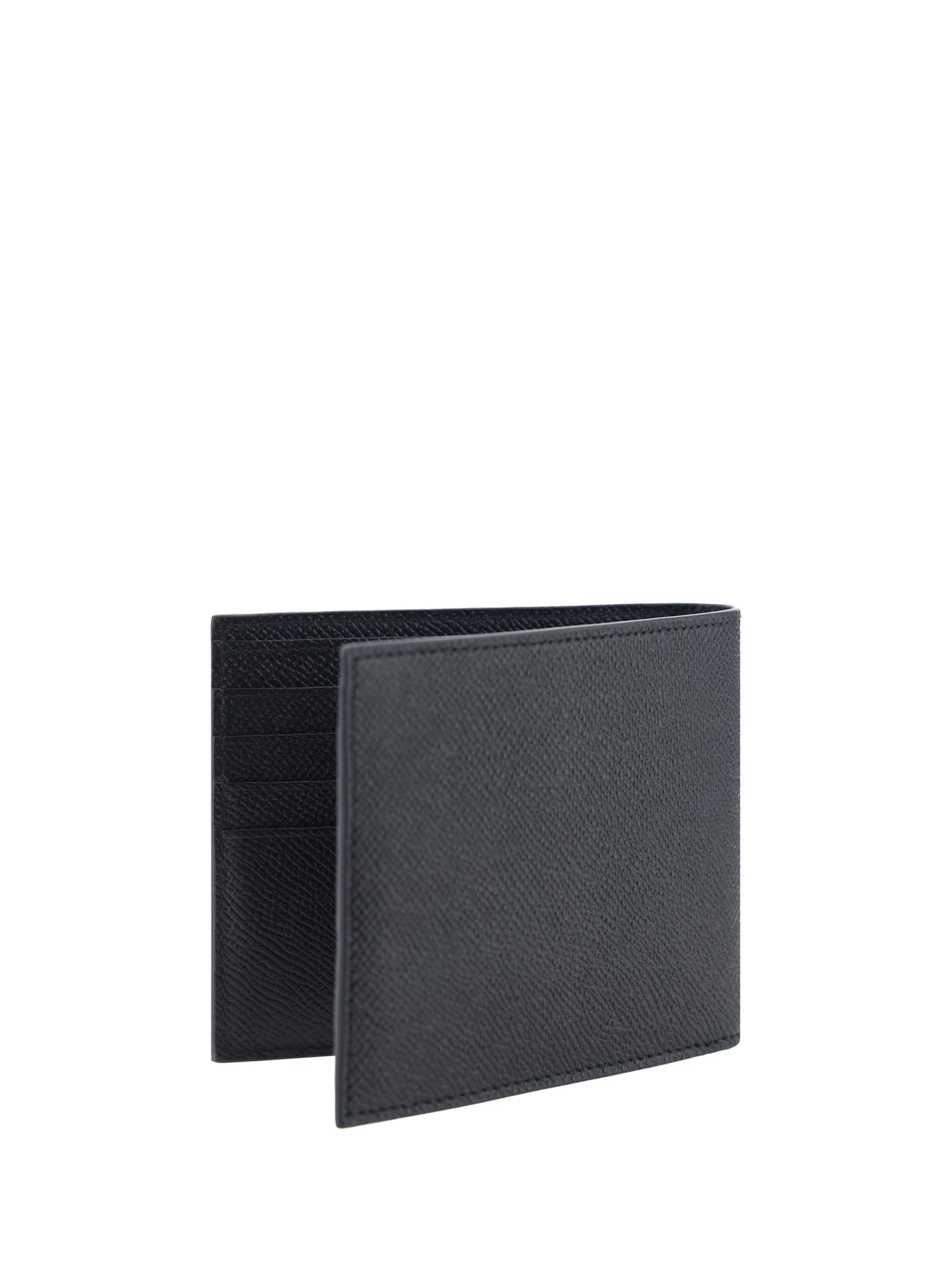 Ferragamo Men Black Hammered Calfskin Gancini Wallet In Black