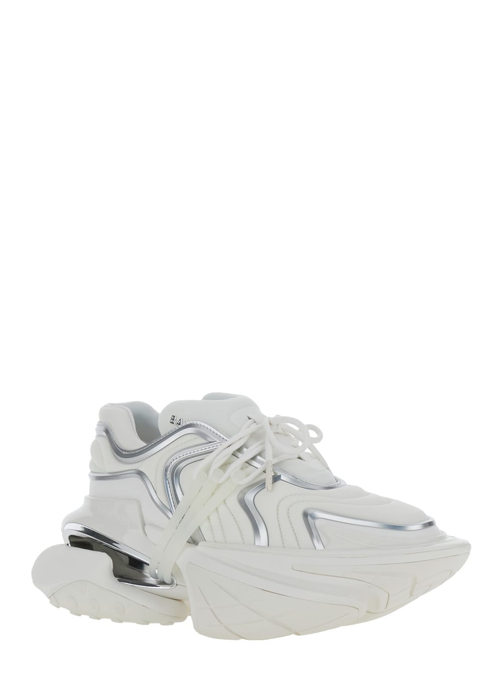 Shop Balmain Unicorn White Sneakers With With Embossed Logo On The Side In Tech Fabric Man