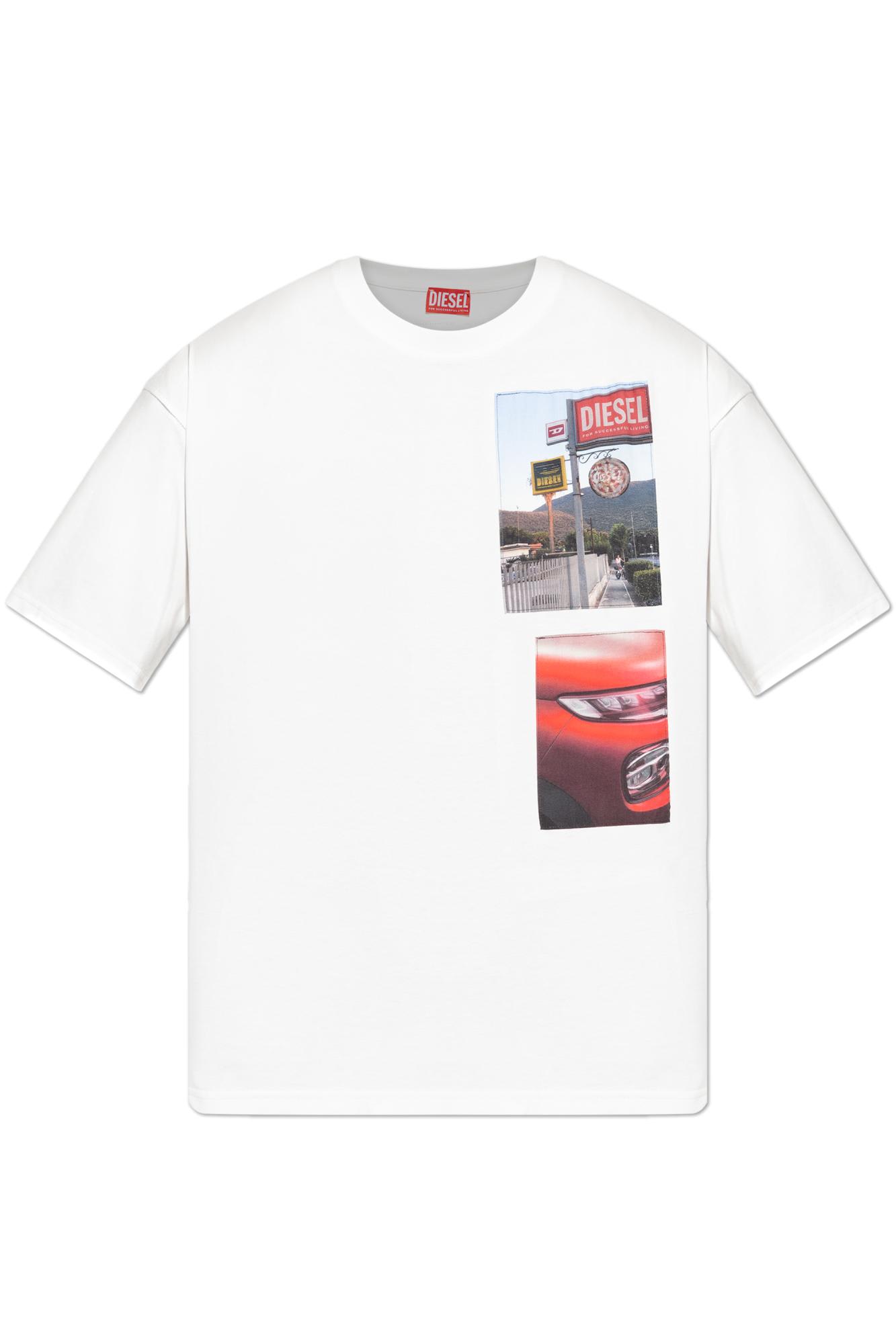 Diesel Mens 141 T-boxt-t3 Graphic-patch Cotton-jersey T-shirt In White