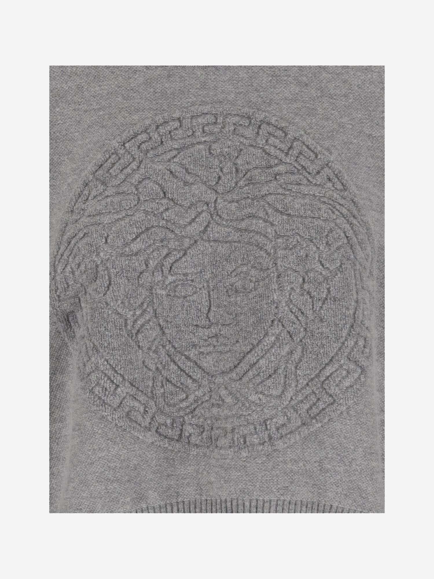 Shop Versace Wool And Cashmere Pullover With Medusa In Grey