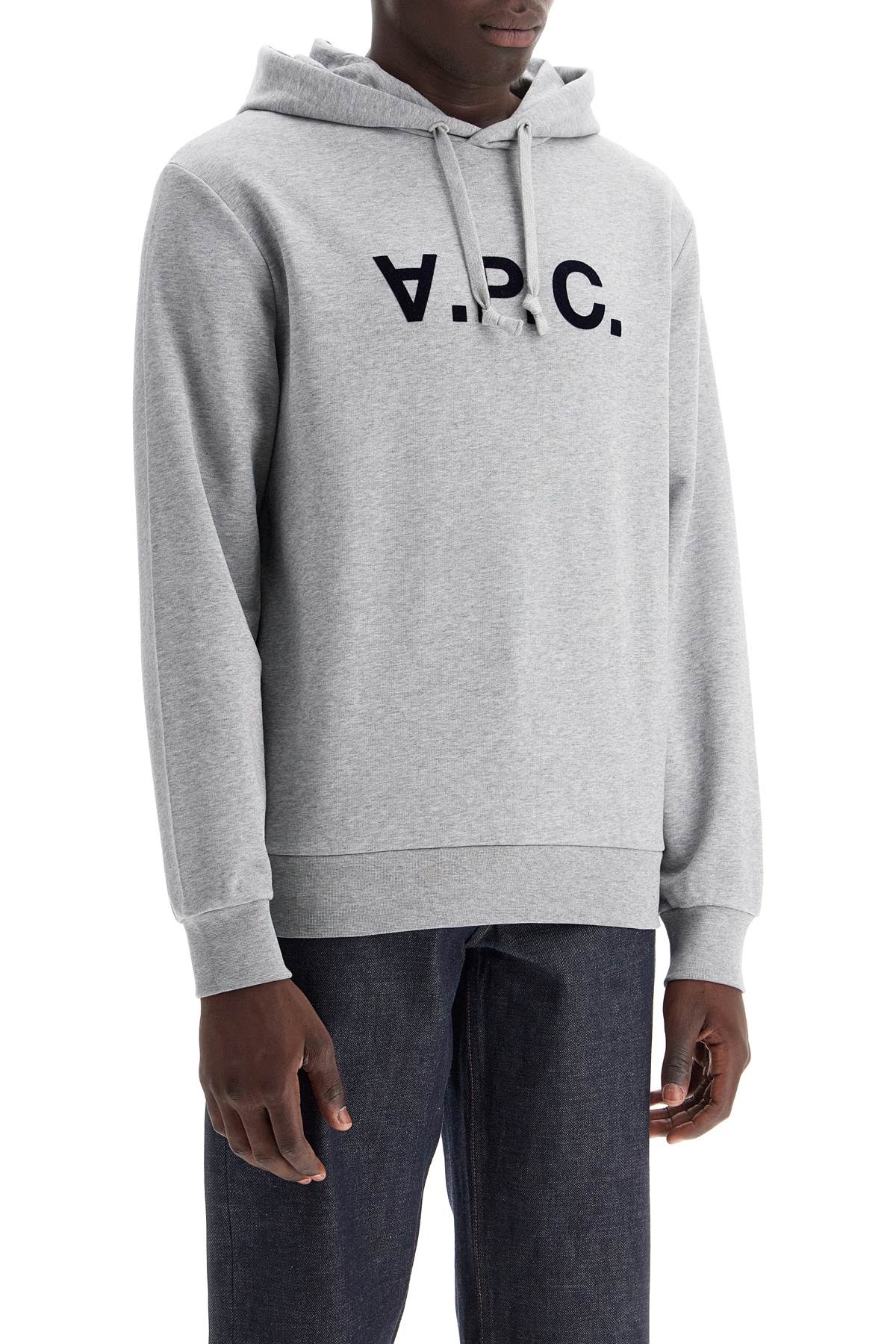 Shop Apc Grand Vpc Hoodie In Gris Chine/dark Navy (grey)