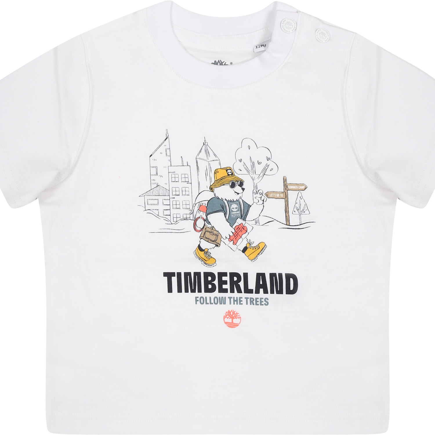 Timberland White T-shirt For Baby Boy With Print In White