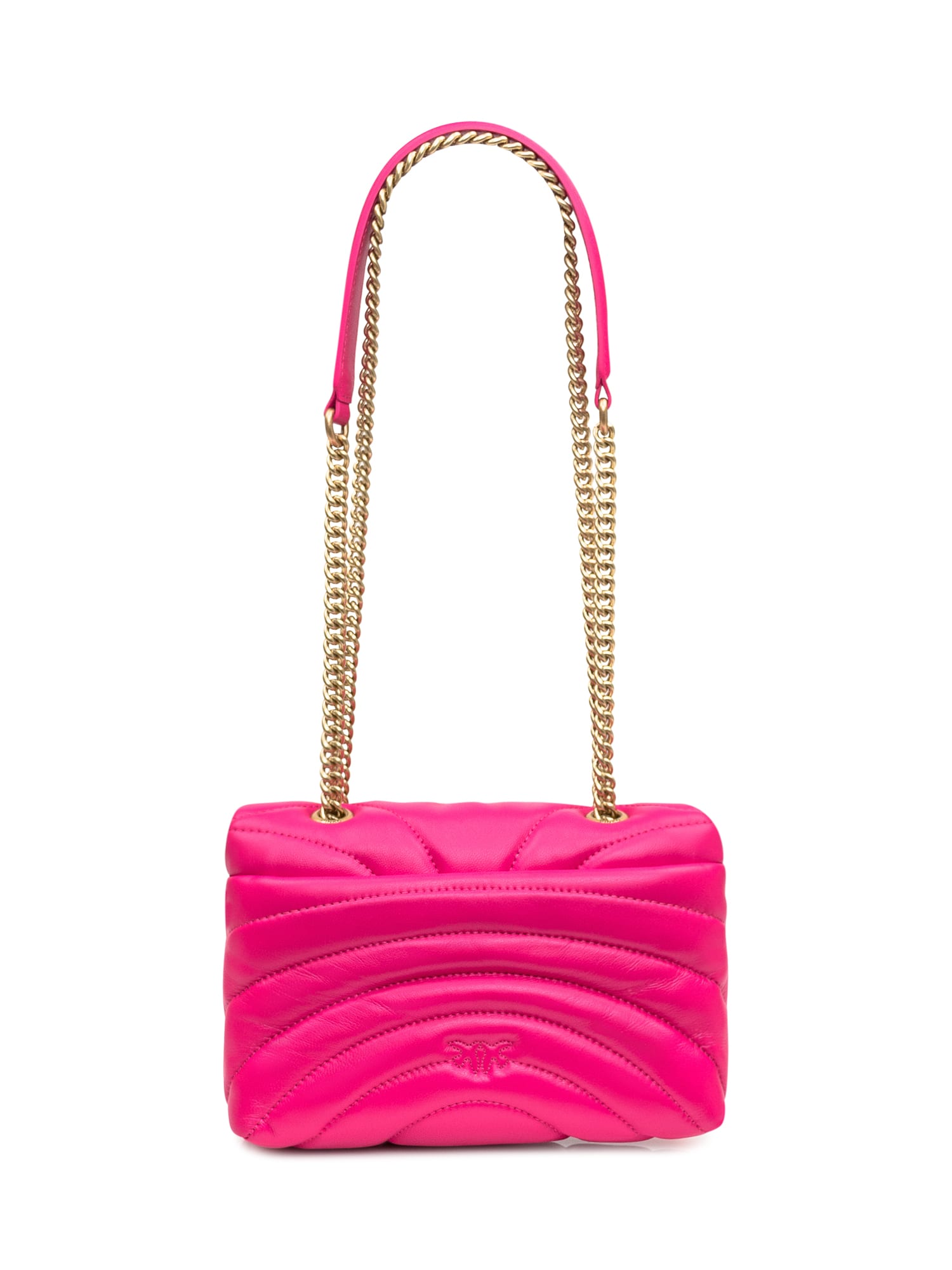 Shop Pinko Love Puff Mini Bag In Pink -antique Gold