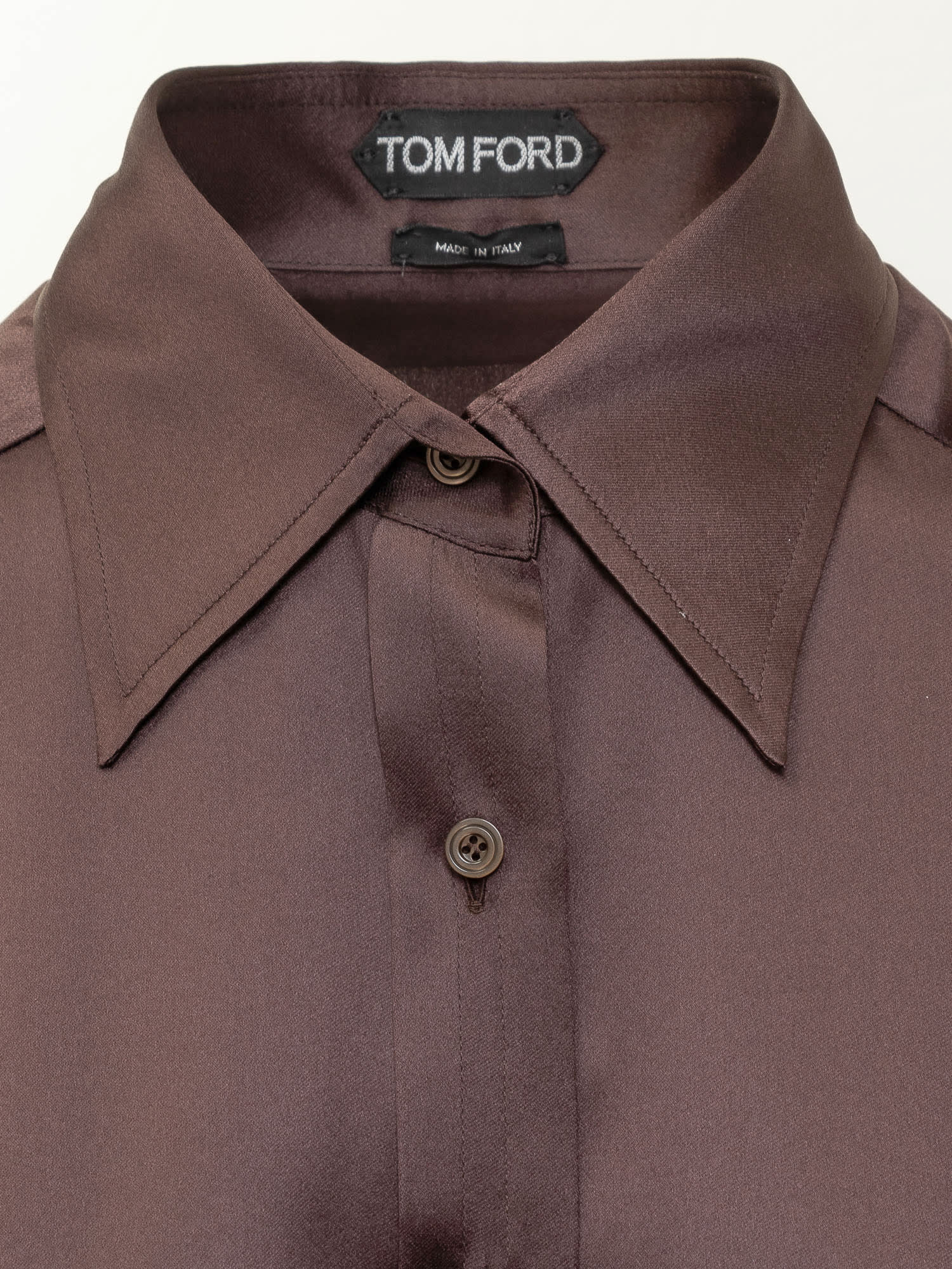 Shop Tom Ford Silk Satin Shirt In Mahogany