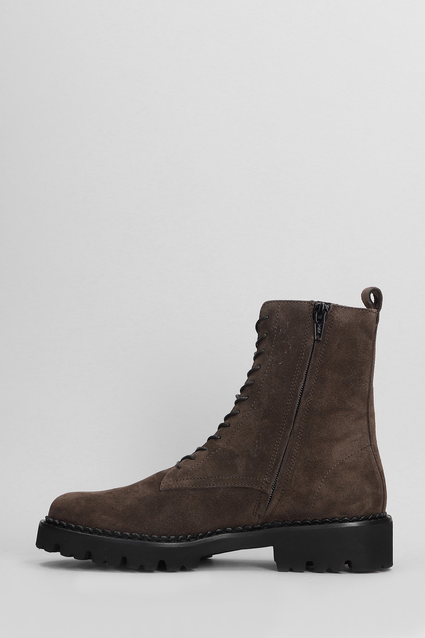 Shop Fabio Rusconi Combat Boots In Dark Brown Suede