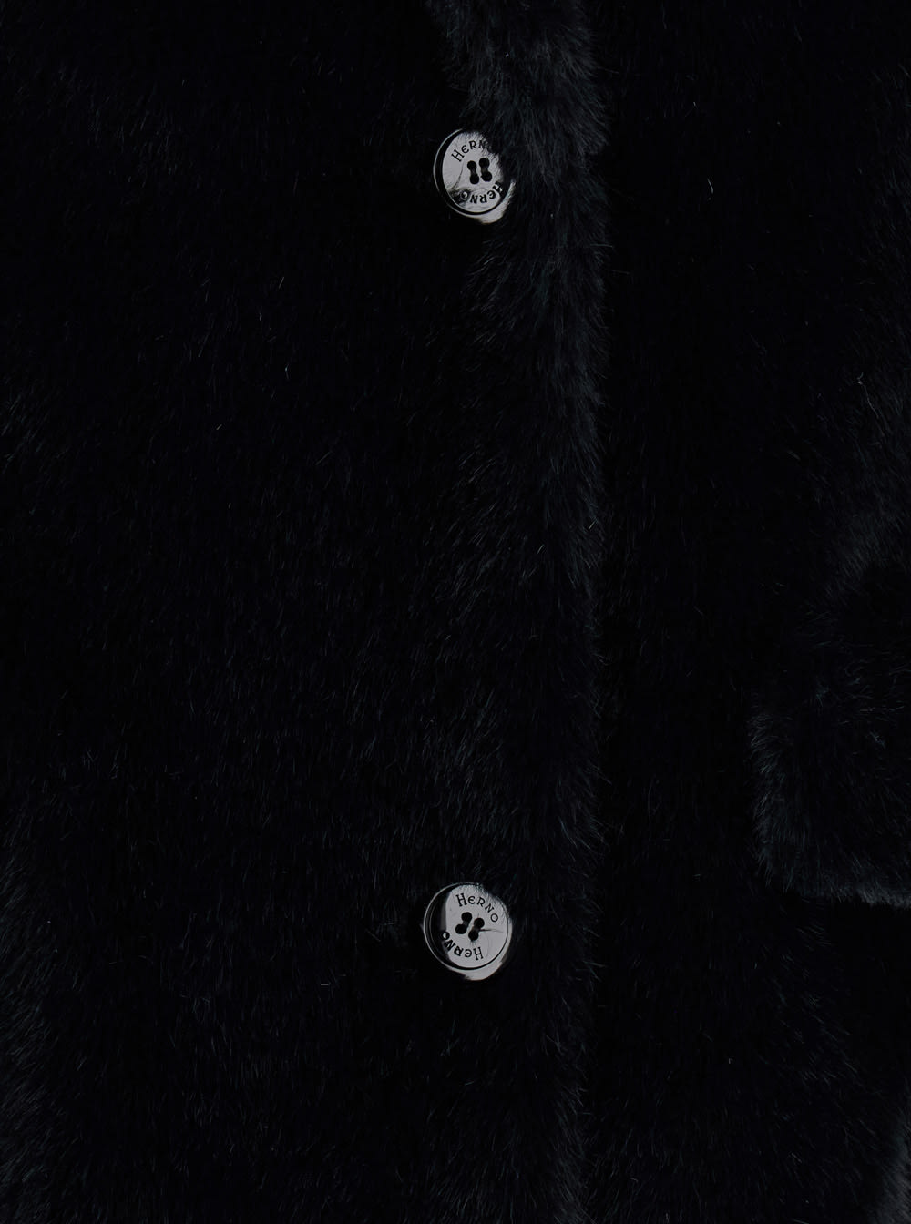 Shop Herno Long Black Coat With Notched Revers In Faux Fur Woman