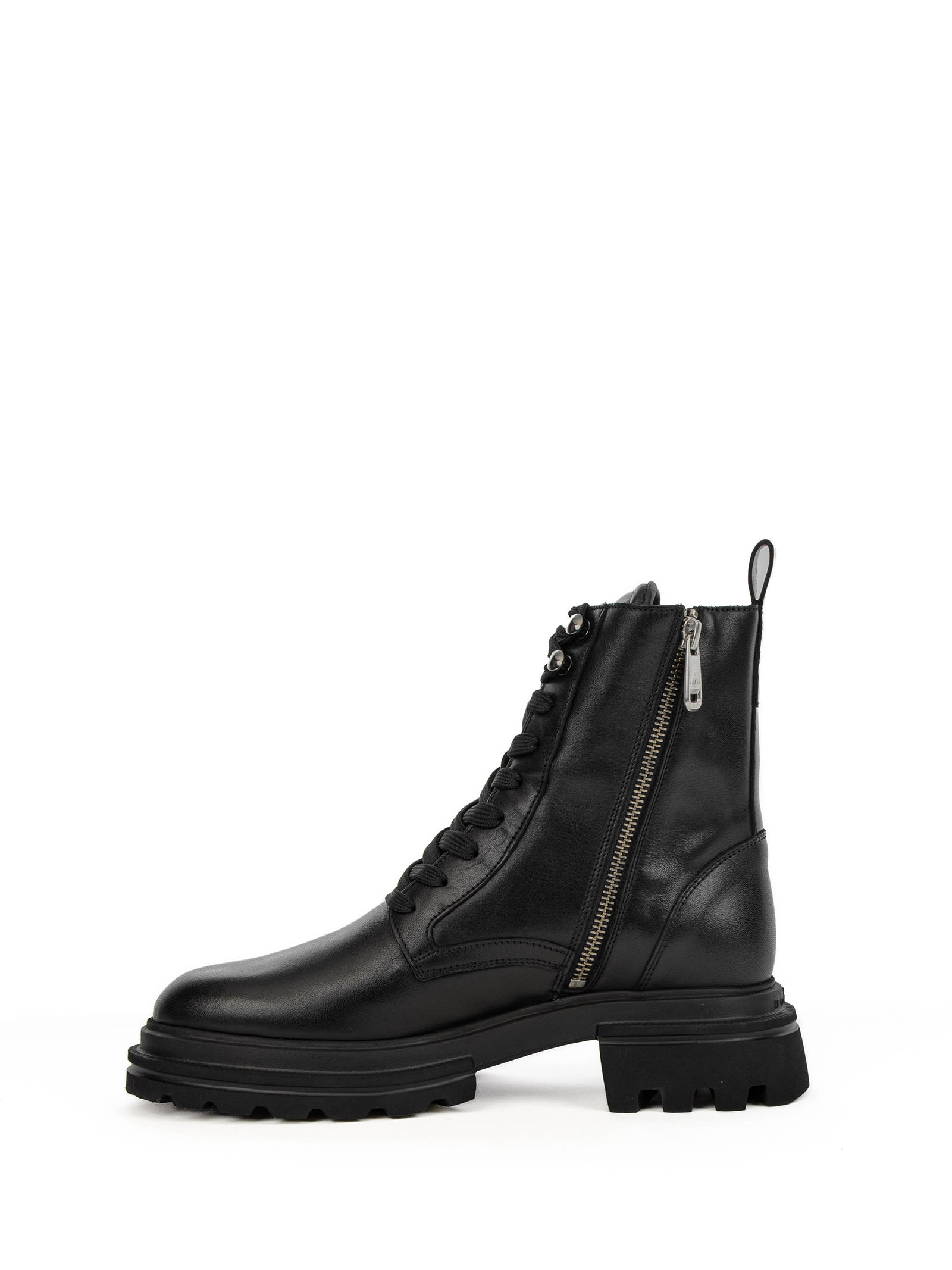 Shop Hogan H674 Black Leather Ankle Boot In Nero