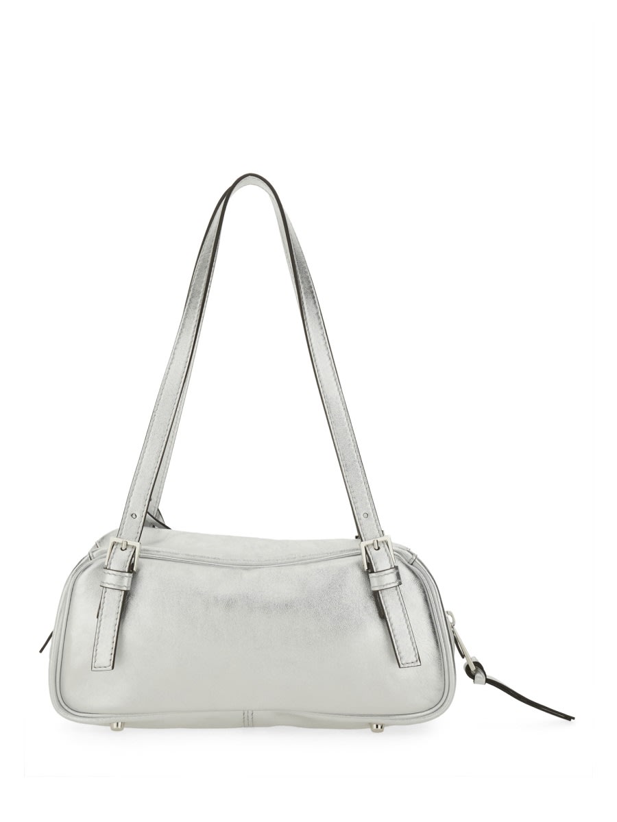 Versace Rectangular Silver Double Handle Shoulder Bag In Silver