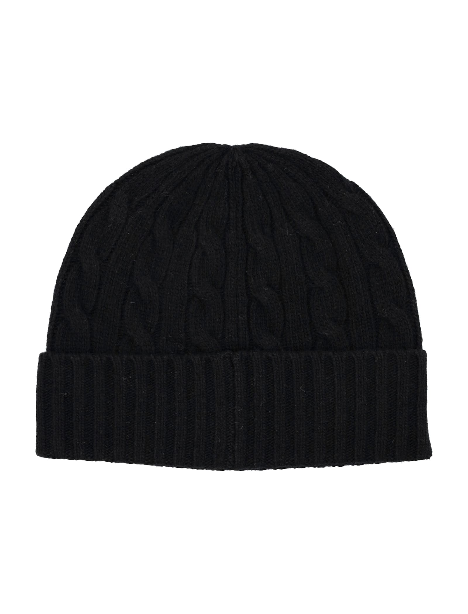 Shop Polo Ralph Lauren Cable Knit Beanie In Black