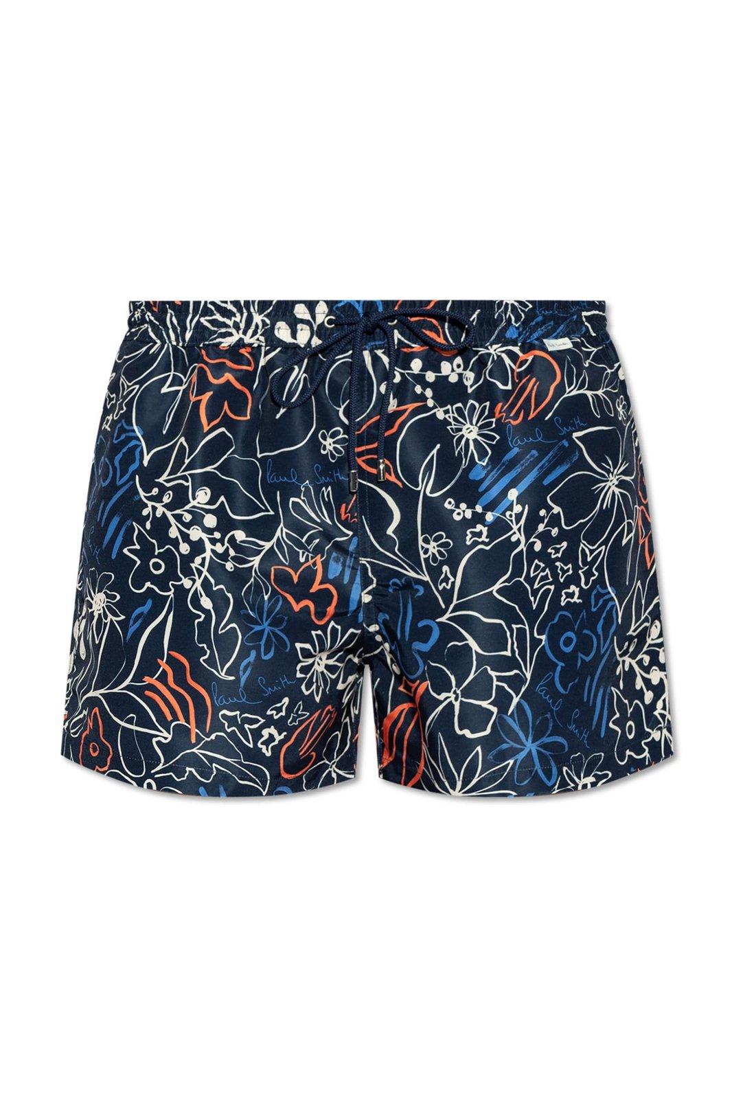 Floral-printed Drawstring Swim Shorts