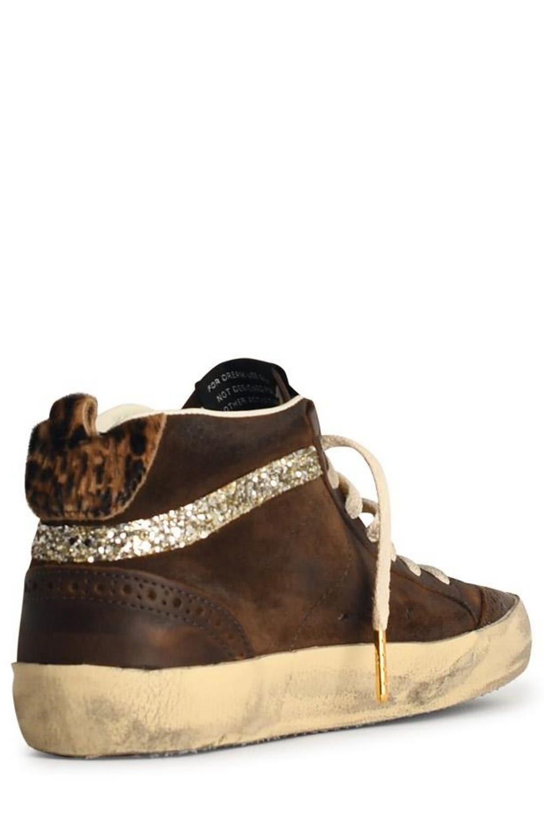 Shop Golden Goose Mid Star Glittered Lace-up Sneakers In Brown Wht Sil