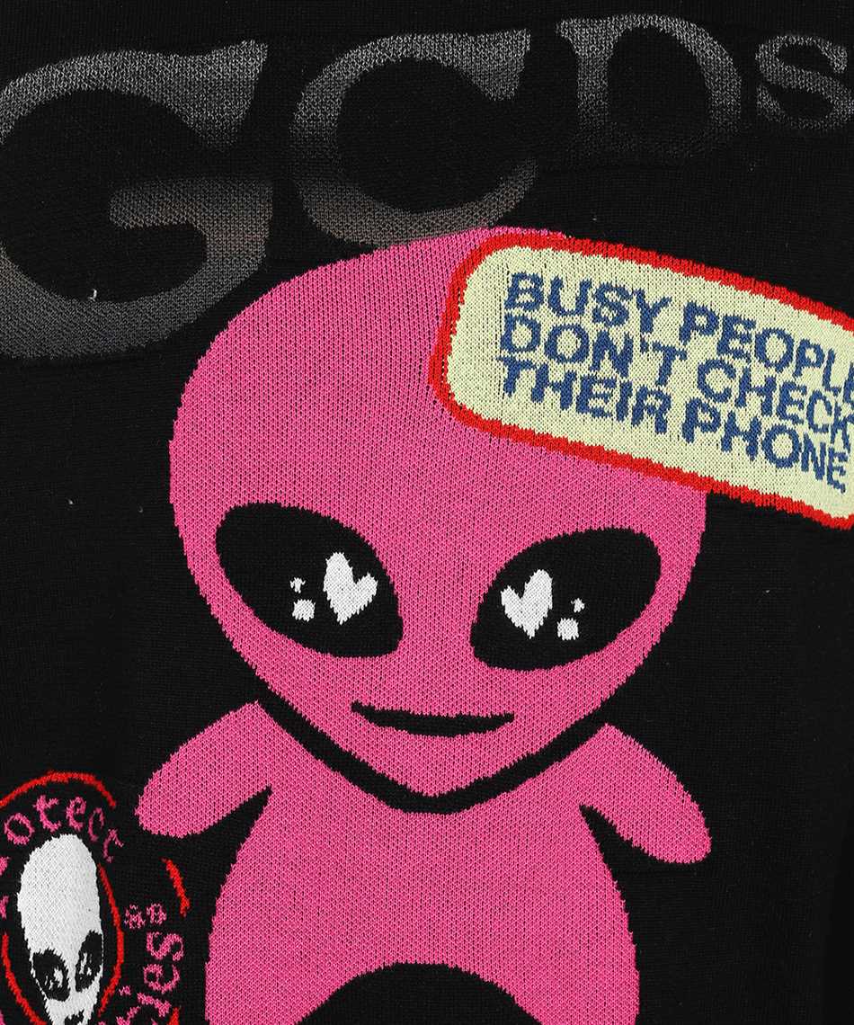 Gcds Alien-graphic Crew-neck Sweatshirt In Black
