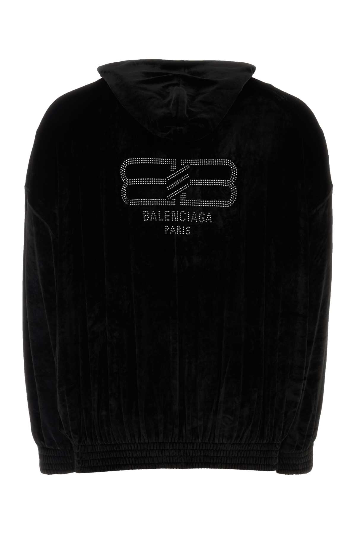 Balenciaga Black Velvet Oversize Sweatshirt In 1000