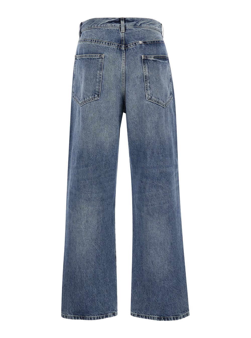 Shop Givenchy Light Blue Straight Jeans With Logo Plaque In Cotton Denim Man